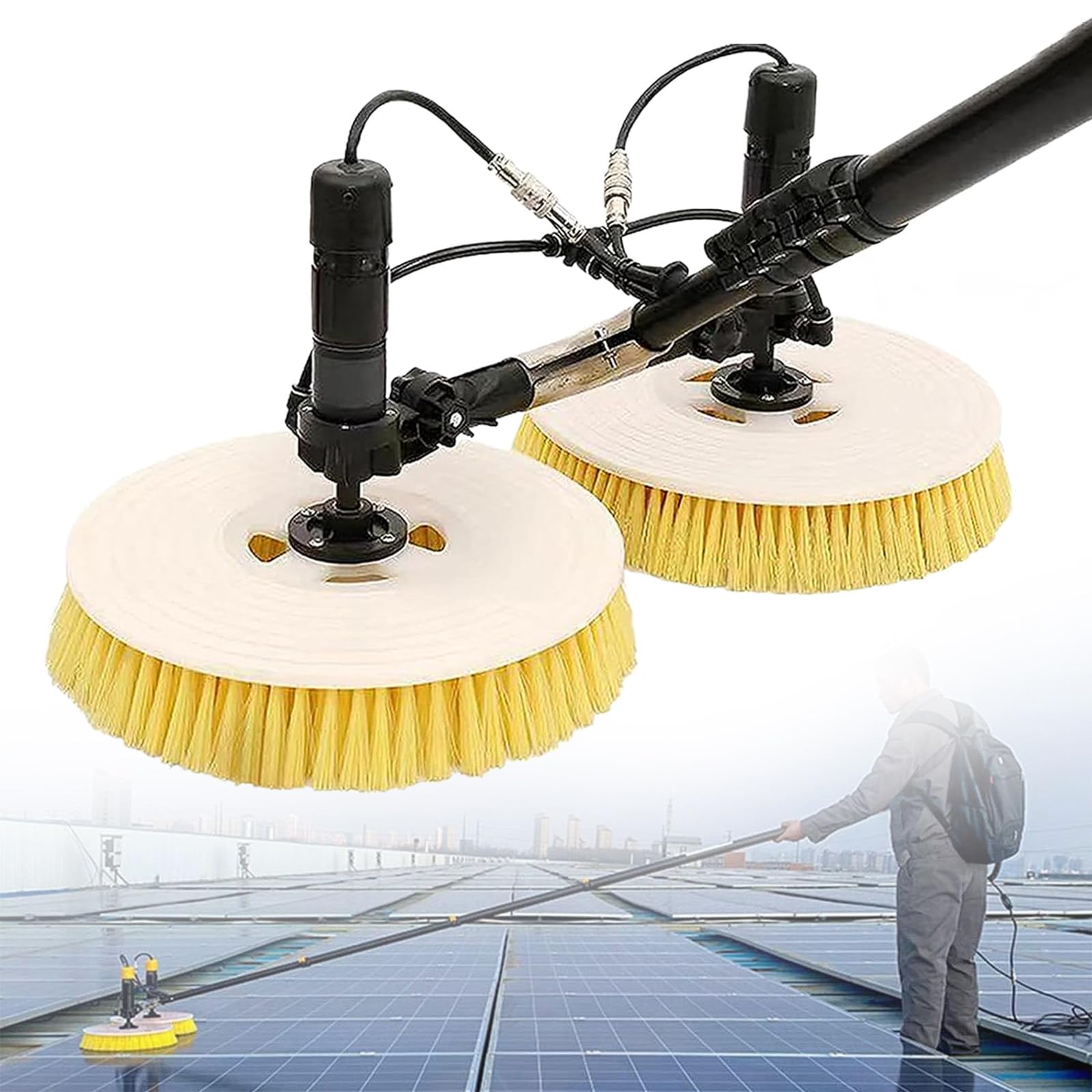 Robot di pulizia del pannello solare con asta telescopica e batteria ricaricabile