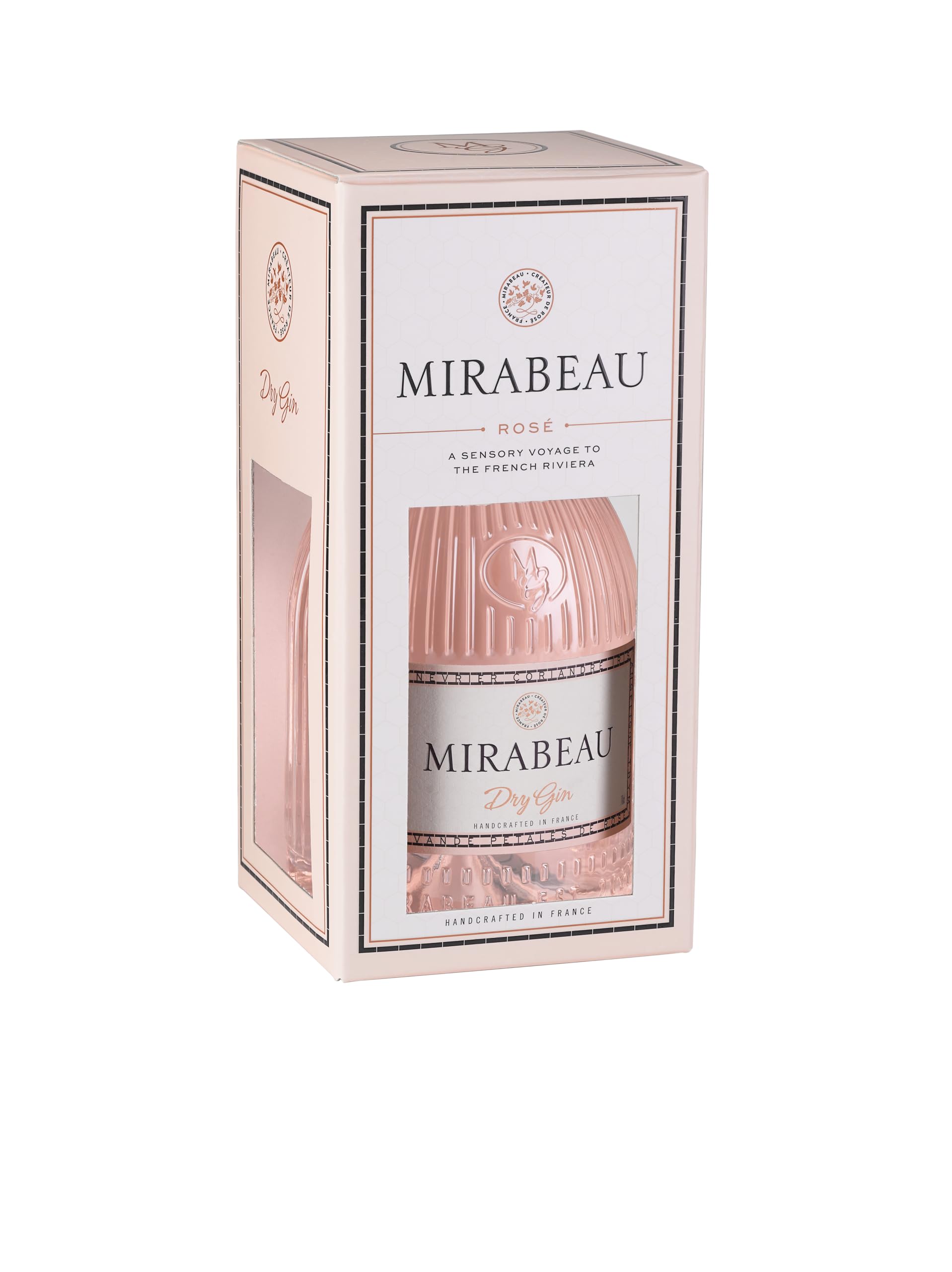 Mirabeau Dry Rose Gin with Gift Box 70cl I Crafted in the French Riviera I Made from Upcycled Grape Skins & 11 Botanicals I 43% ABV I B Corp Certified