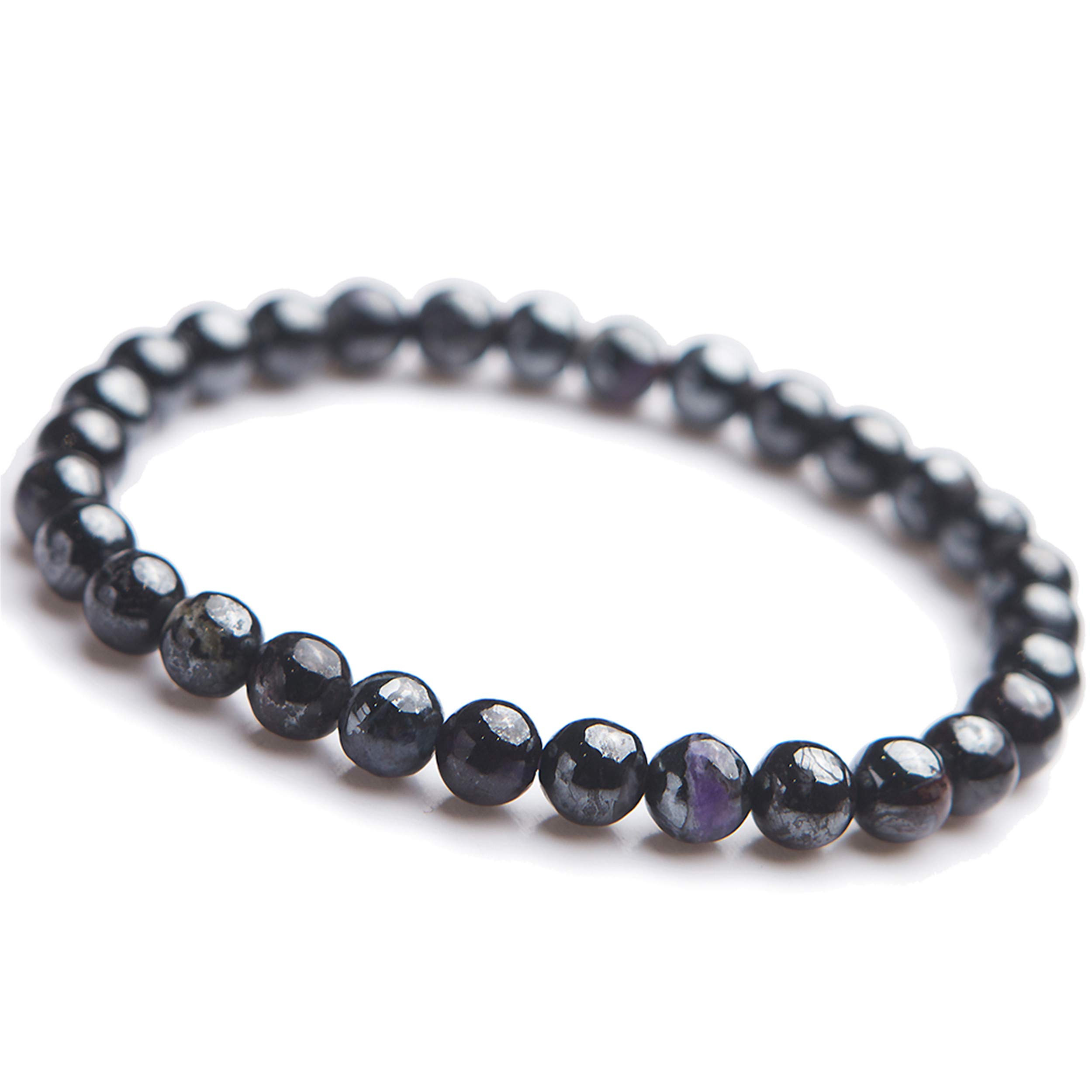 CCXXYGWJ Gioielli Bracciale con Perline Rotonde Elasticizzate in di sugilite Naturale Autentico da 6,5 ​​mm