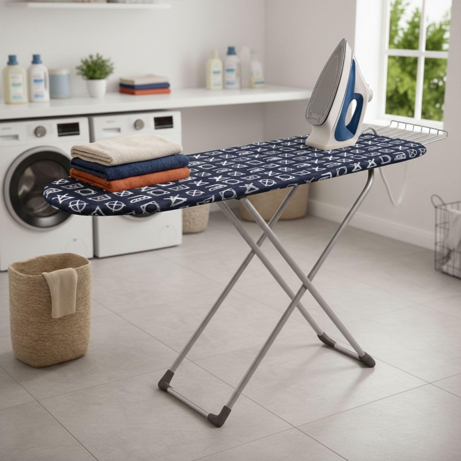 ZOLMIX Wooden Ironing Board with Heat Resistant Cotton Felt, 15mm Base Table with Iron Holder, Foldable & Adjustable with Anti Slip Caps discount deal