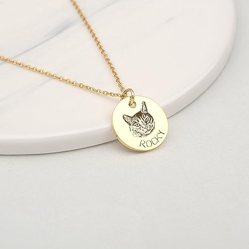 Miniatura 17 de Anavia Collar personalizado con retrato de mascotas, regalo de joyería conmemorativa para mascotas, regalo personalizado con disco redondo grabado