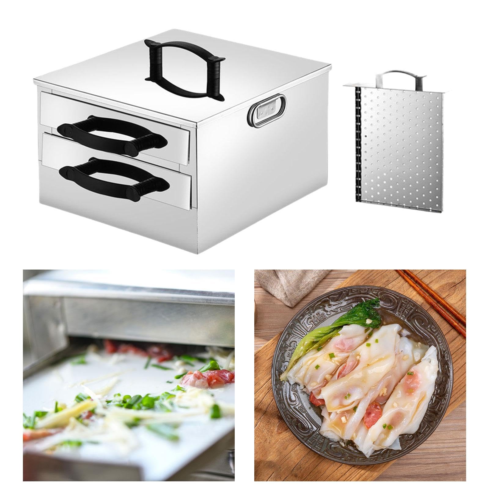 F Fityle Machine à Rouler Le Riz et Les Nouilles, ustensiles de Cuisine à la Vapeur, avec tiroir, pour Petits Pains, équipement de Cuisine, Petit déjeuner, 304 2 Couches