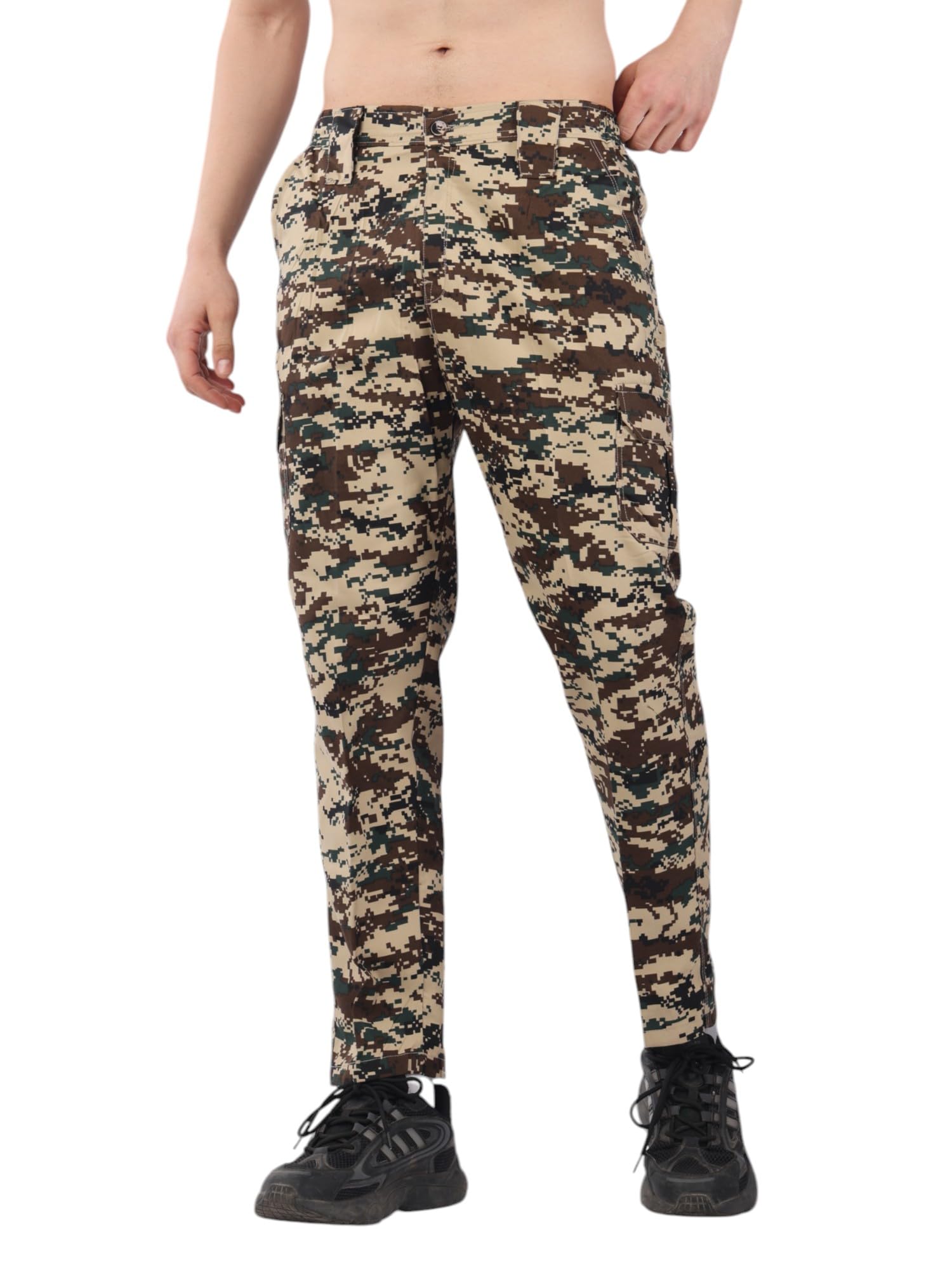 Digital Camouflage Cargo Pants, Tactical Military Style, Brown and Beige Pattern, Army Print Cargo-image-40