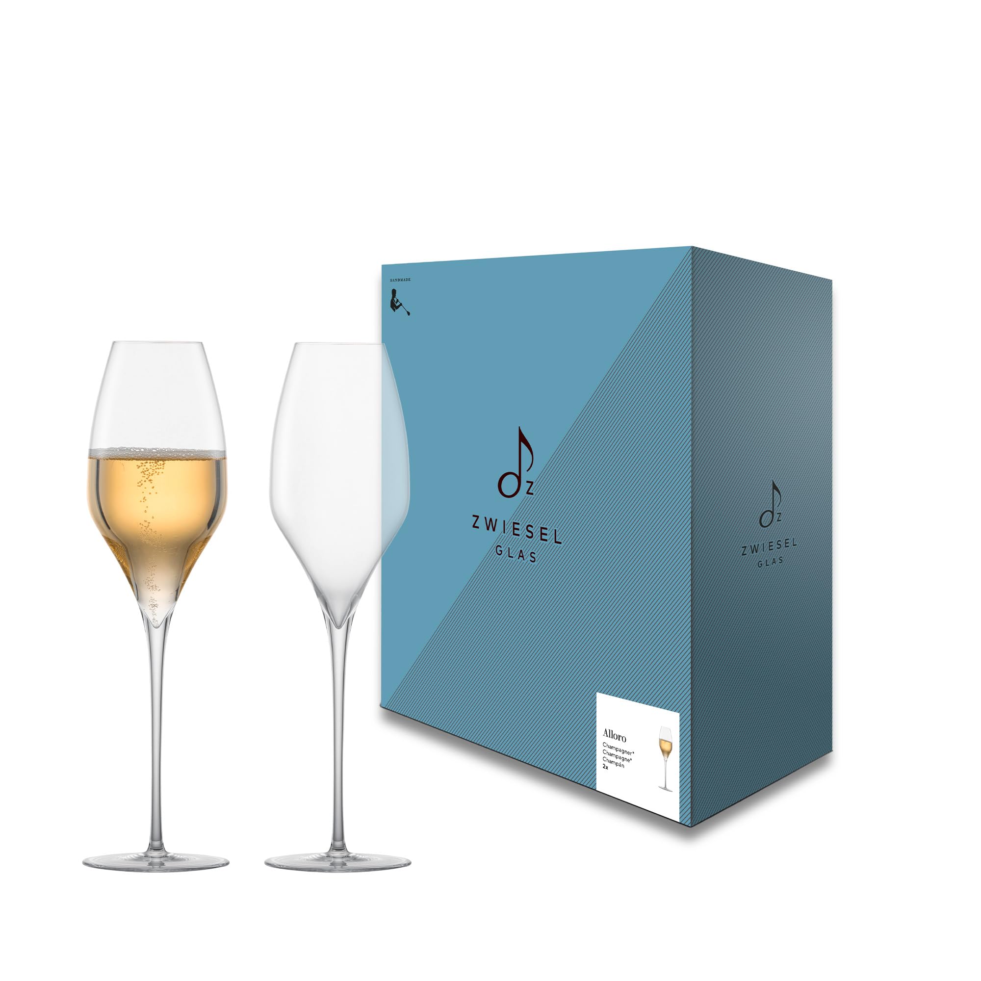 Zwiesel Glas Champagnergläser Alloro (2 Stk) | in Handarbeit mundgeblasene Sektgläser mit Moussierpunkt, ästhetische Tritan®-Kristallgläser für Perlwein