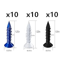 Vista 3 de (105 PIEZAS) Kit de Anclajes de Tornillo para Hormigón de 3/16" Cabeza Plana Azul/Negro/Blanco para Anclaje a Mampostería, Bloque o Ladrillo