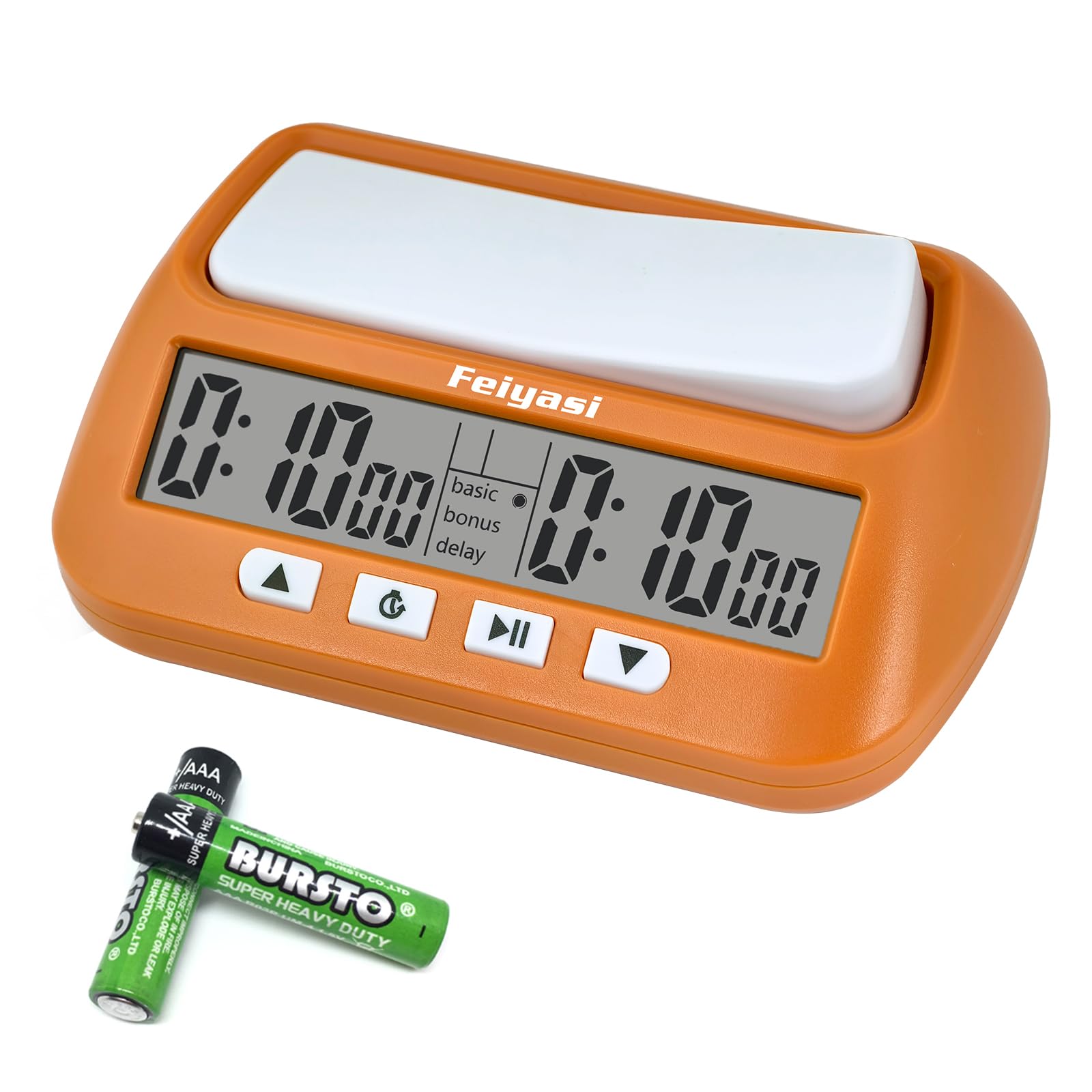 Feiyasi Digital Chess Clock Timer, Portable Digital Alarm Clock Board Game Timer, Having Basic, Reward, Delayed, and Timed Features, Suitable for Various Board Games, Including 2 AA Batteries (orange)