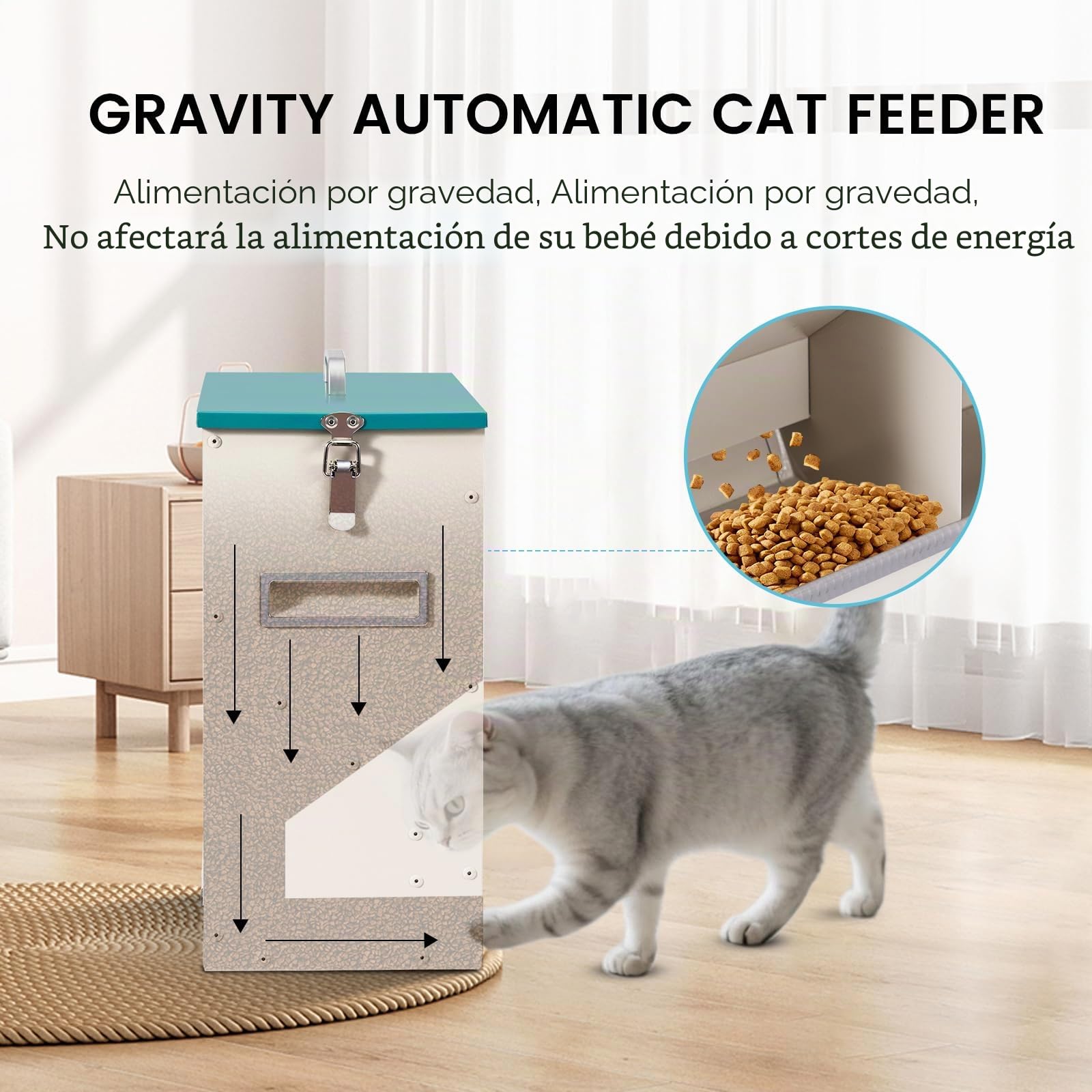 10L Automático Comedero para Gatos y Perros, Dispensador de Comida Seca para 2 Gatos, Dispensador Automático de Comida para Mascotas para Perros