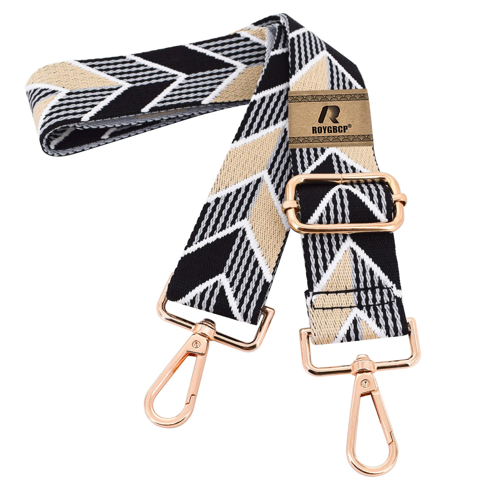 ROYGBCP Replacement Purse Strap Shoulder Strap Adjustable Crossbody Strap for Women Crossbody Wide Shoulder Bag, Checkered Color-gold Hardware, 130 cm/51" x 1.5"/3.9 cm