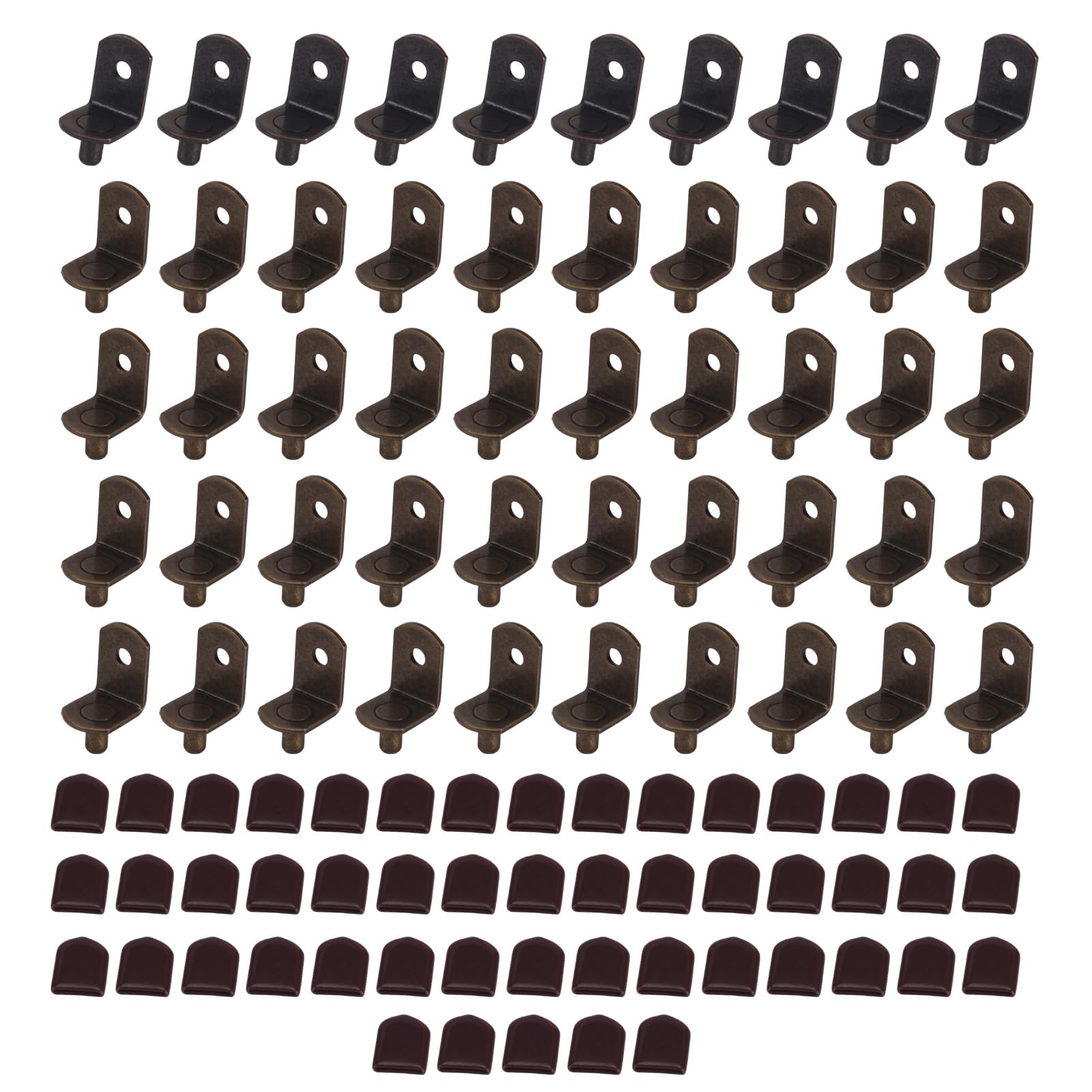 Tsophreniq Bronze 50Pcs Iron Shelf Brackets L Shaped Metal Shelf Peg With Rubber Sleeve For Glass Kitchen Cabinet Bookcase Closet Furniture Shelves Brackets Stoppers