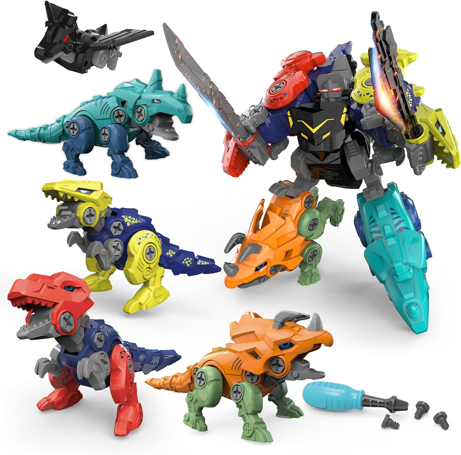 QINUKER Dinosaur Toys for 3 4 5 6 7 8 Year Old Boys, Take Apart Dinosaur Toy for Kids 3-5 Learning Educational Building Construction Sets with Screwdriver Birthday Gifts for Toddlers Girls