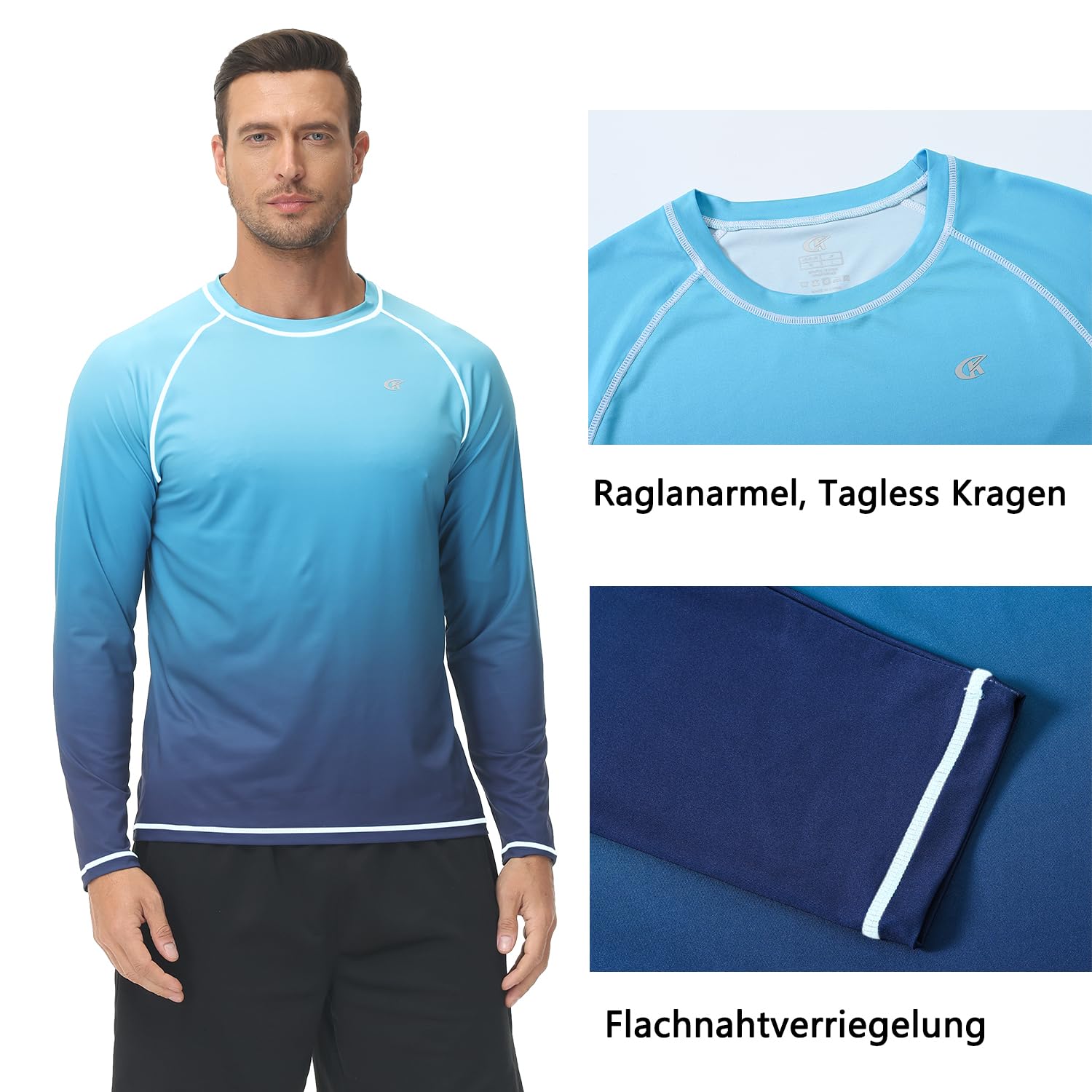 Huayuzh Rashguard Camiseta de natación de manga larga para hombre, de secado rápido, transpirable, para surf, pesca, senderismo