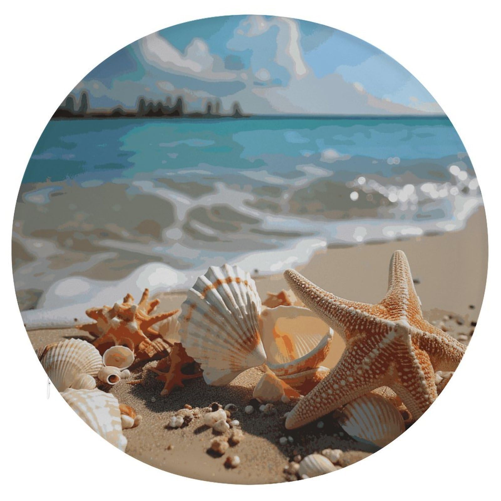 Adfgyerh Style Seashells Starfish On Beach Cushion Memory Foam Pillow Core，Seat Cushion Detachable Design，Chair Cushions Suitable For All Seasons, And Can Be Used In Offices, Dining Rooms, Homes, And Other Settings
