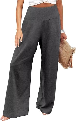 JZC Women's Palazzo Lounge Pants Stretchy Wide Leg Casual Pants Comfy High Waist Flowy Pants S-3XL
