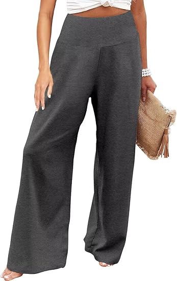 JZC Women's Palazzo Lounge Pants Stretchy Wide Leg Casual Pants Comfy High Waist Flowy Pants S-3XL