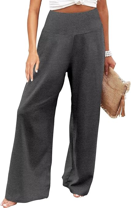 JZC Women's Palazzo Lounge Pants Stretchy Wide Leg Casual Pants Comfy High Waist Flowy Pants S-3XL