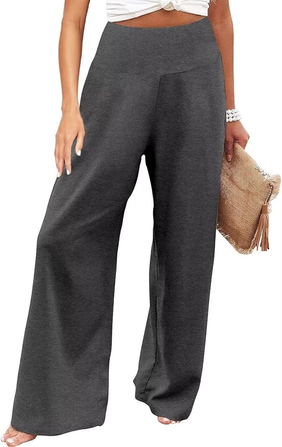 JZC Women's Palazzo Lounge Pants Stretchy Wide Leg Casual Pants Comfy High Waist Flowy Pants S-3XL