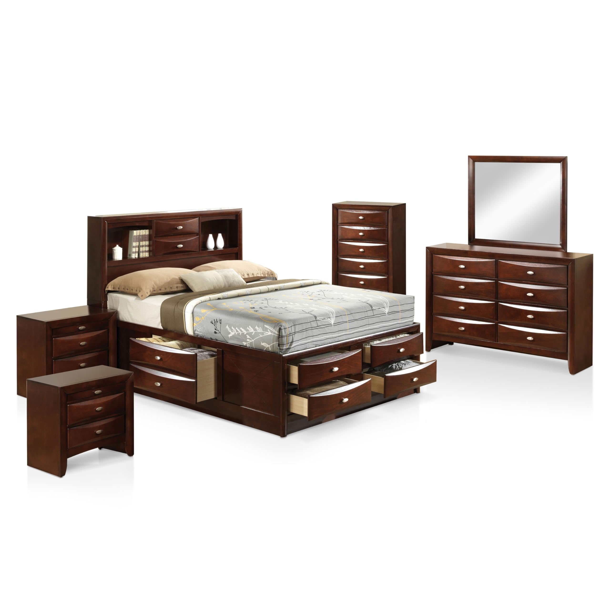 Amazon.com: Furniture of America Darius Transitional Solid Wood 6-Piece ...