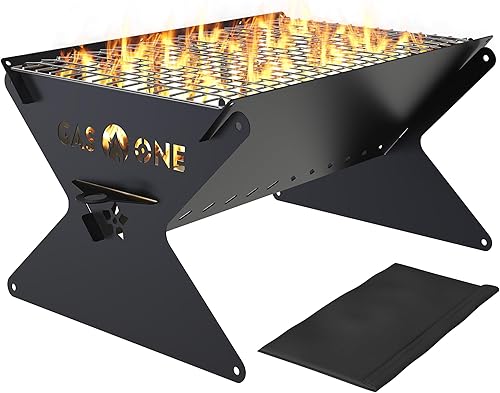 GasOne - Parrilla de carbón portátil de 15 pulgadas, parrilla plegable para barbacoa, parrillas de camping para patio trasero, hoguera, patio,