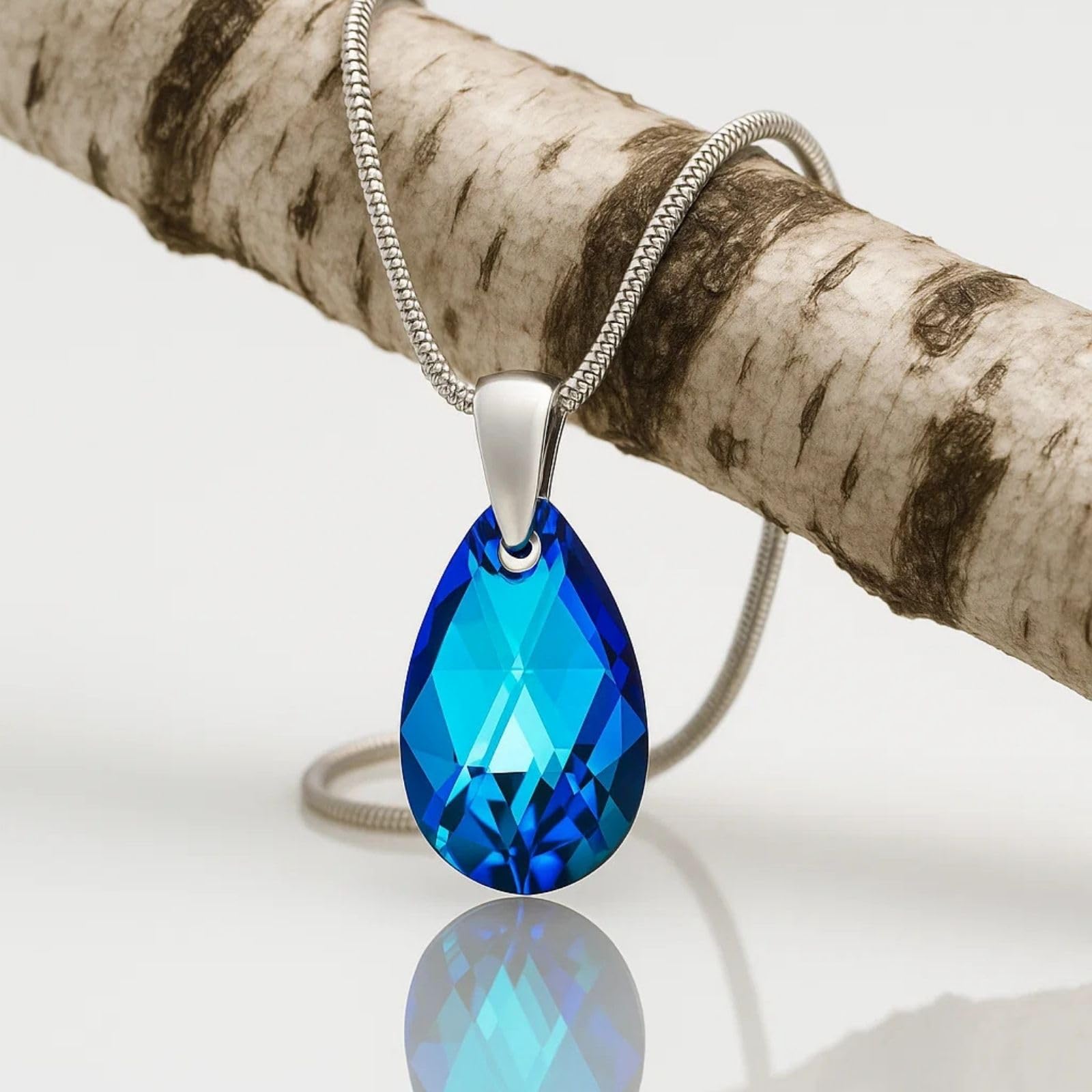 Collana Da Donna In Argento Sterling Con Ciondolo A Goccia Blu Di Lusso
