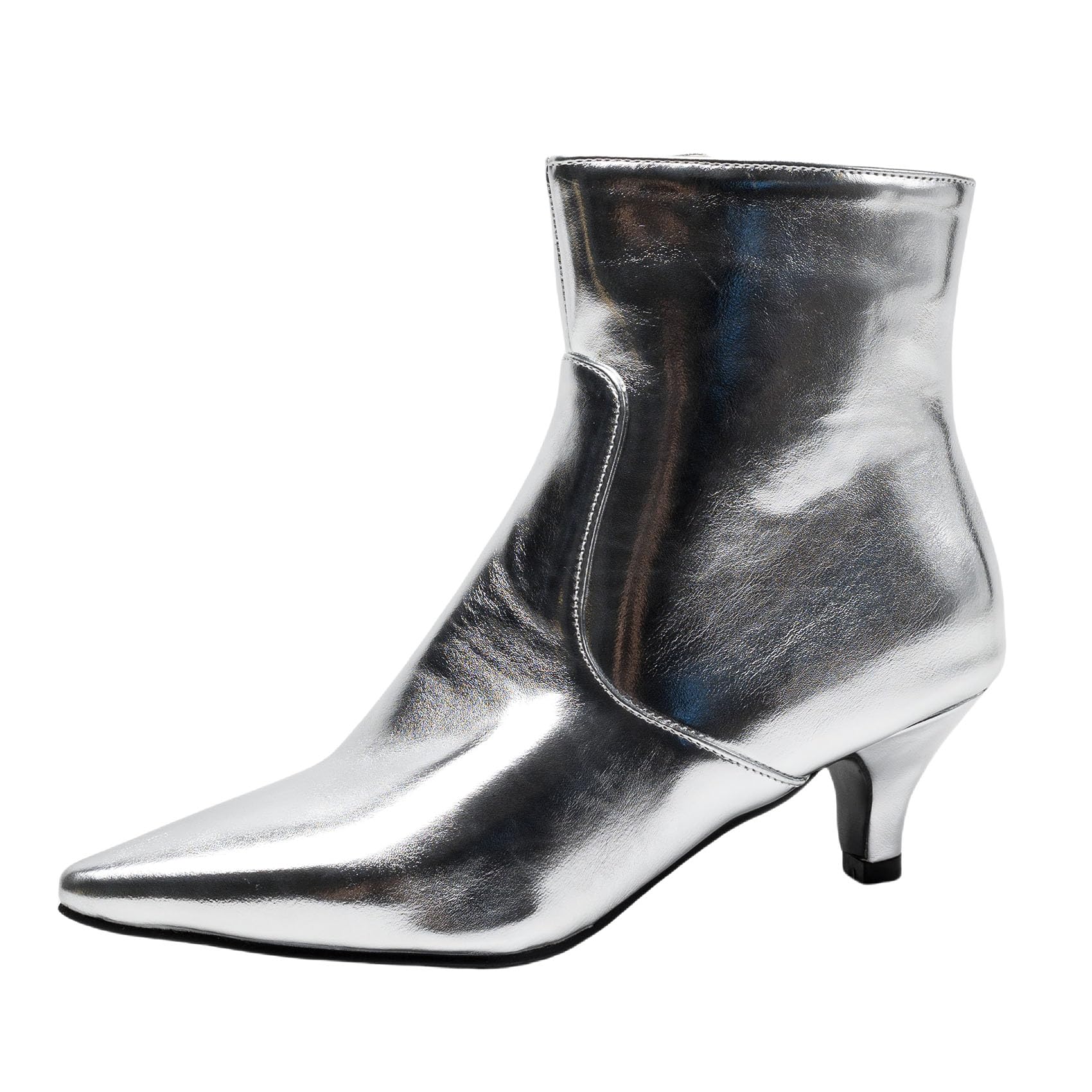 SHEMEE Fashion Womens Kitten Heels Ankle Boots Sexy Pointy Toe Booties Mid Heels Zipper Work Party Dress Shoes