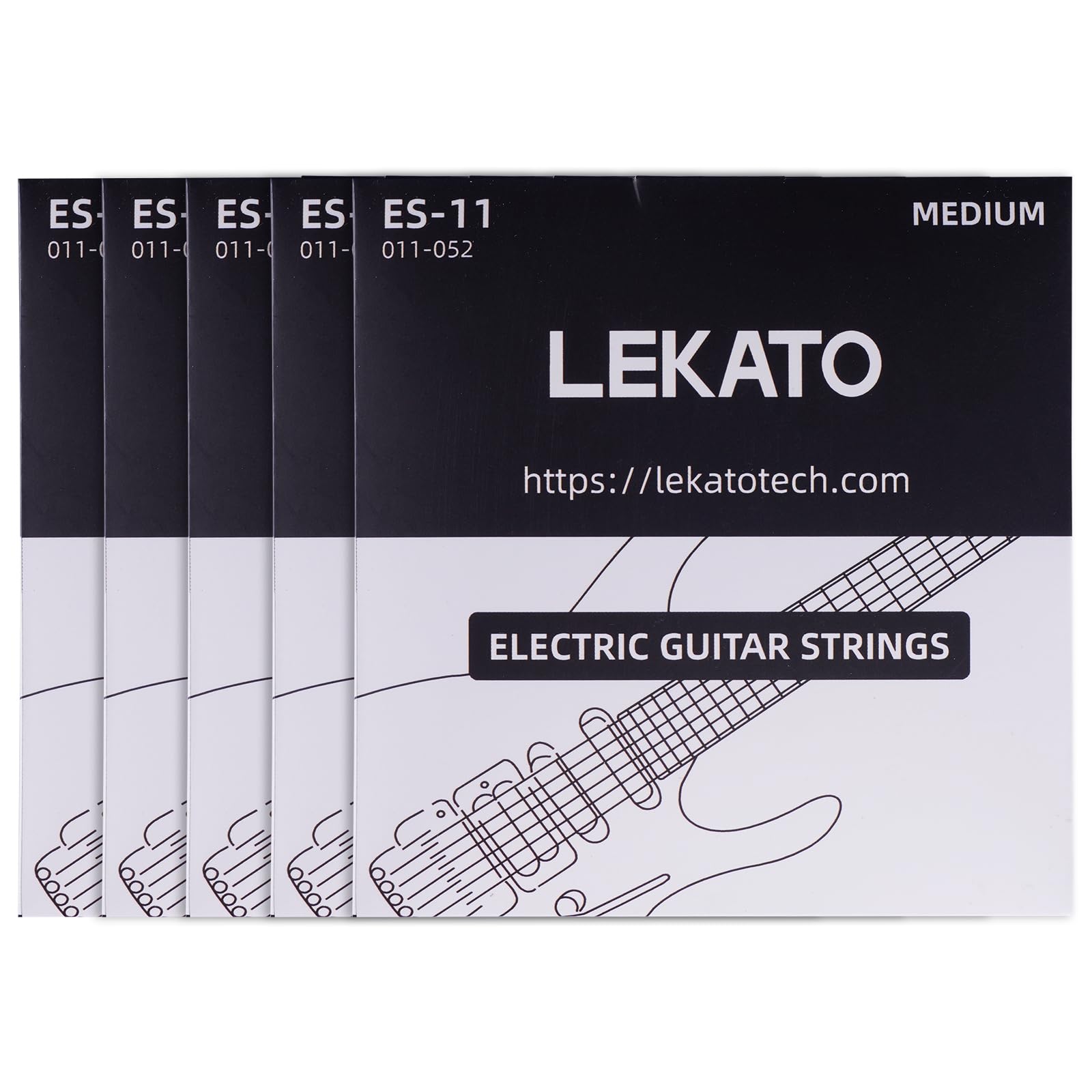 LEKATO Electric Guitar Strings Nickel Plated Steel Coated Electric Guitar Strings with Ball End 5 Set of 6 Hex Steel String(11-52)