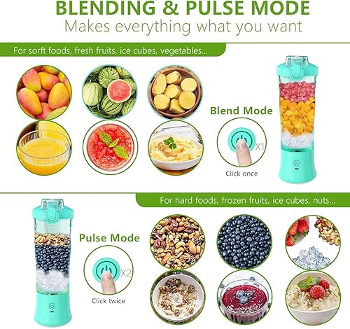 Miniatura 8 de Licuadora portátil, licuadora para batido con 6 cuchillas ultra afiladas, licuadora personal para batidos y licuados de alimentos para bebés, mini