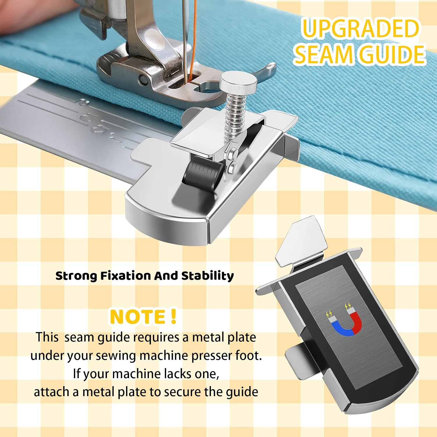 58PCS Seam Guide for Sewing Machine Set, Multipurpose Positioning Tool with Soft Measuring Tape and 56 Sewing Clips, Seam Allowance Guide Ruler forSewing Machine Accessories Supplies