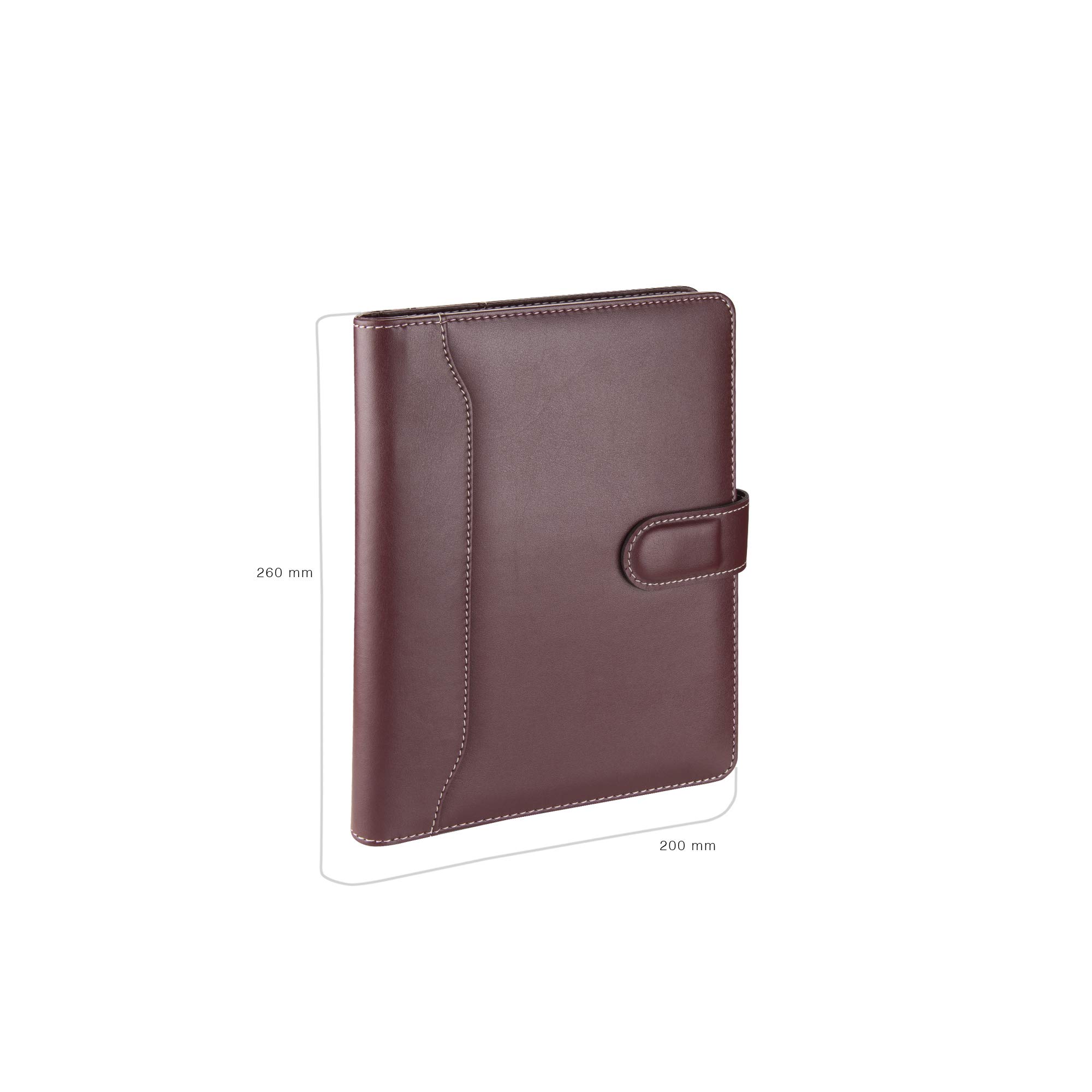 2K 5241 Ajanda TARİHSİZ Çizgili 17x24 cm. Ajanda/Defter Hesap Makineli Suni Deri Organizer, Bordo