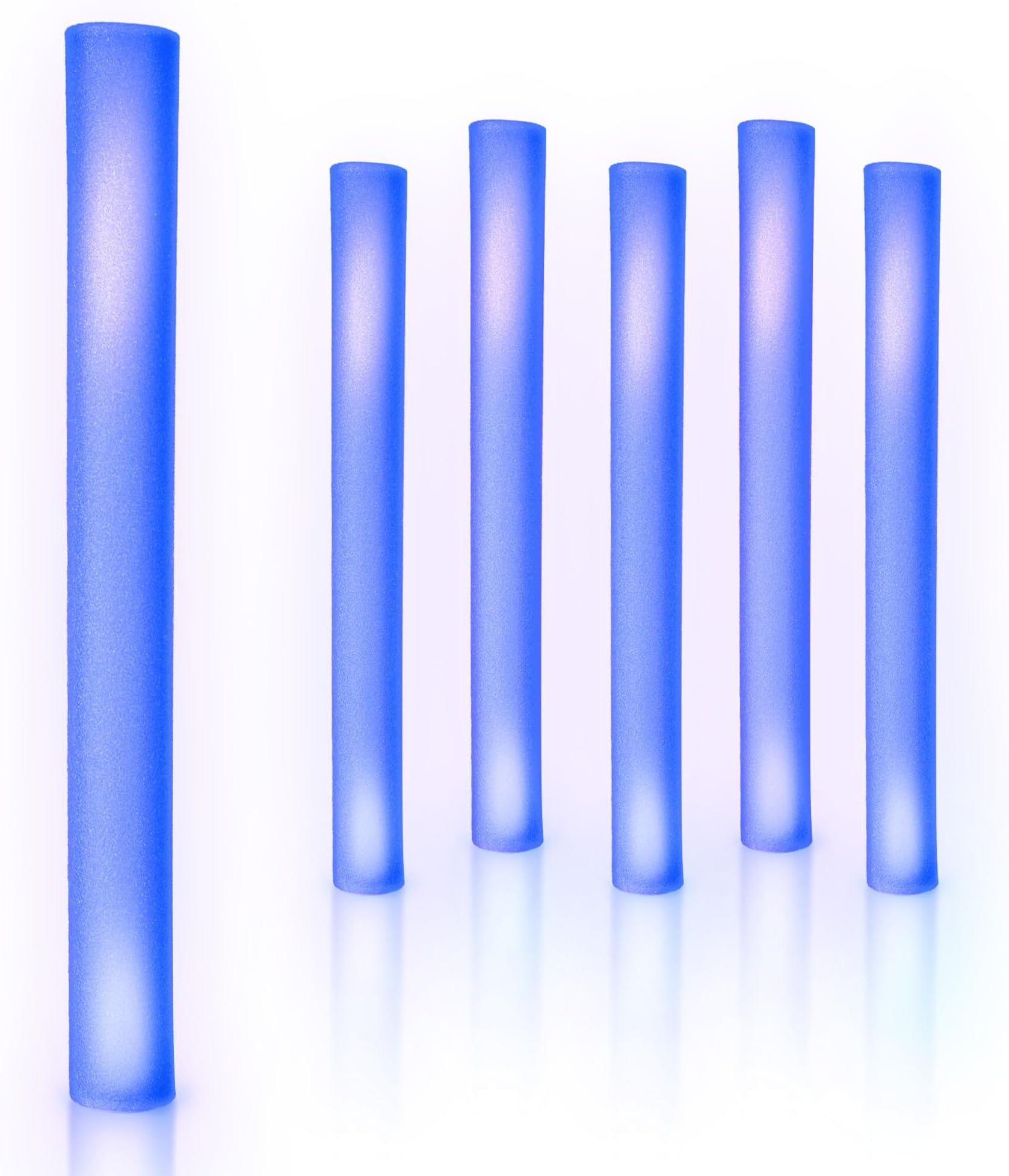 Fun Central 16” LED Foam Sticks – 6 Pack Blue Light Up Cheer Batons with Flashing Modes for St. Patrick’s Day Parades & Mardi Gras Parties (Blue)