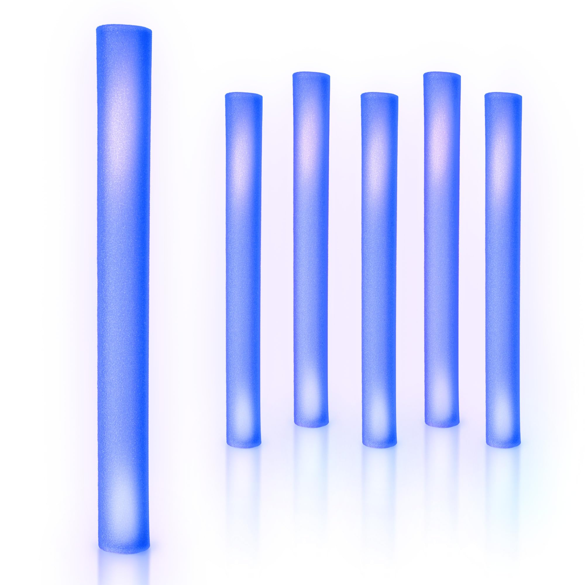 Fun Central 16” LED Foam Sticks – 6 Pack Light Up Cheer Batons with Flashing Modes for Christmas Parties & New Year’s Eve Countdown Celebrations (Blue)