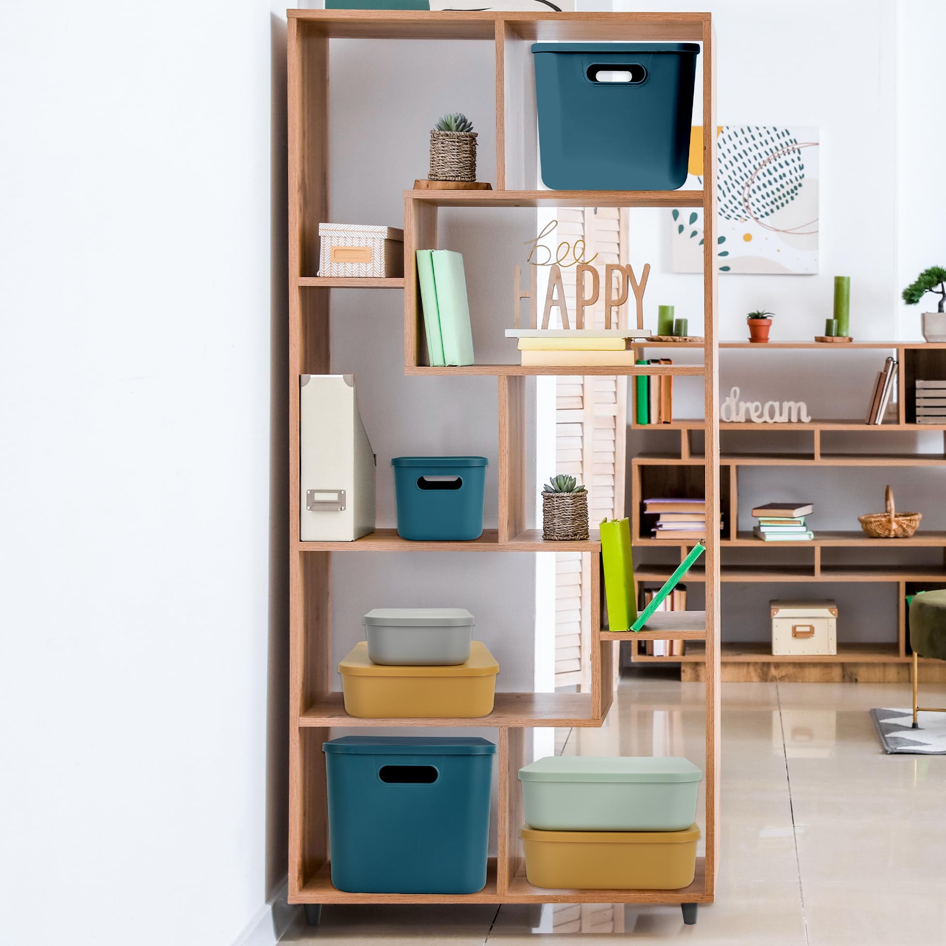 Image secondaire de Boîte de Rangement avec Couvercle Plastique 15,5L - Couleur Sauge