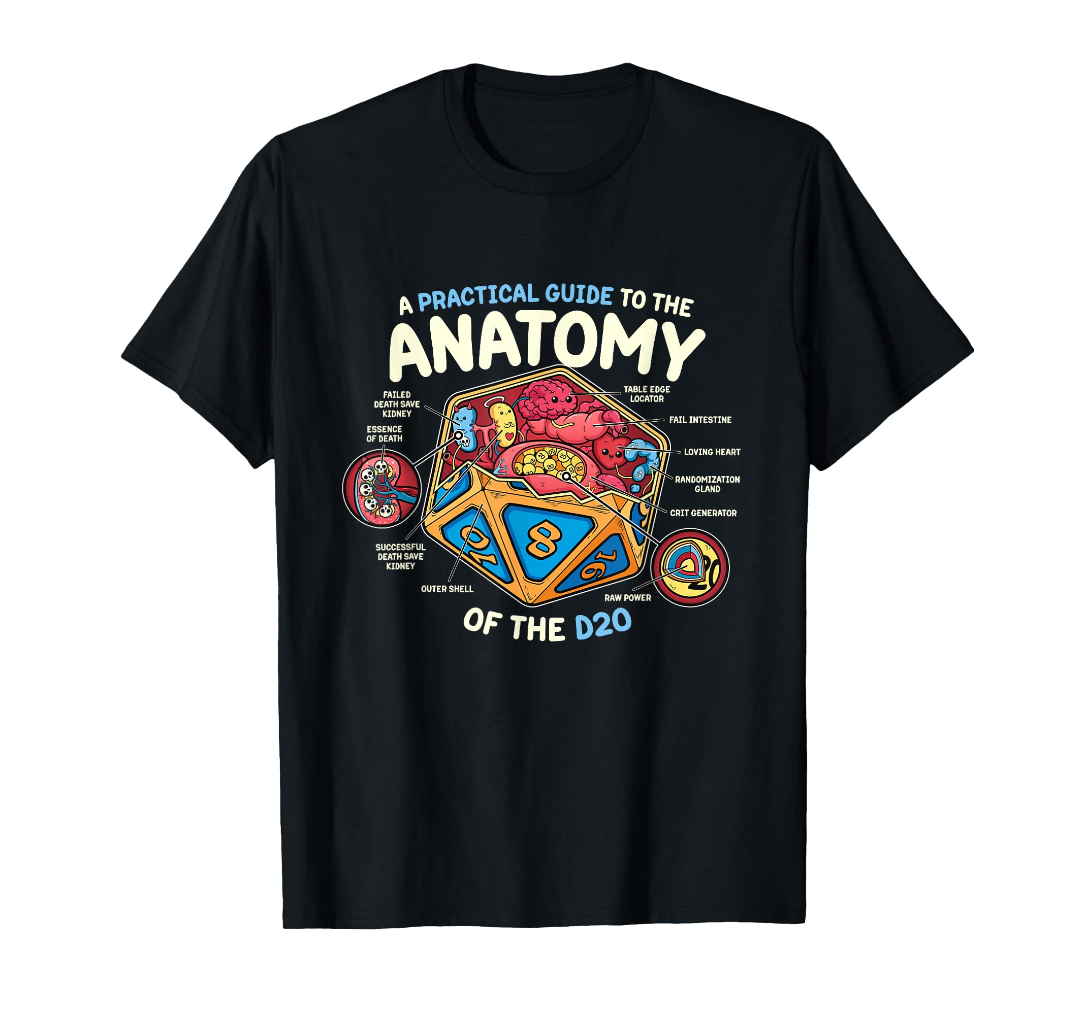 Anatomy of The D20 Polyhedral 20 Sided Dice Funny RPG T-Shirt