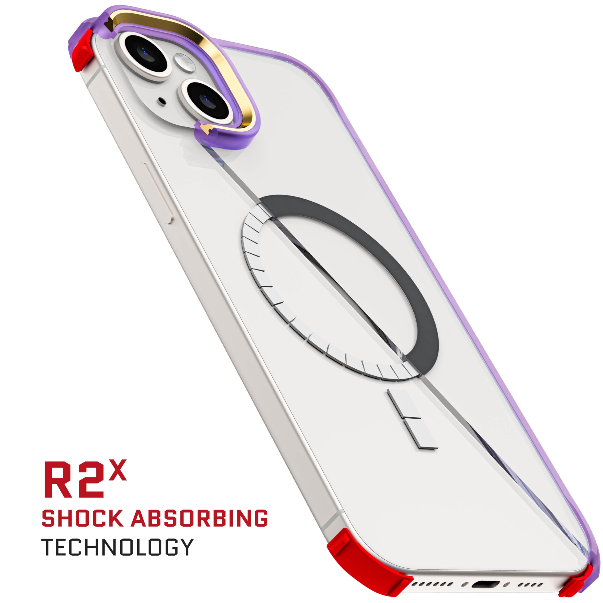 Ghostek Covert Custodia magnetica per iPhone 15 Plus, trasparente, compatibile con accessori MagSafe, protezione antiurto dalle cadute, cover trasparente per telefono (6,7 pollici, viola)