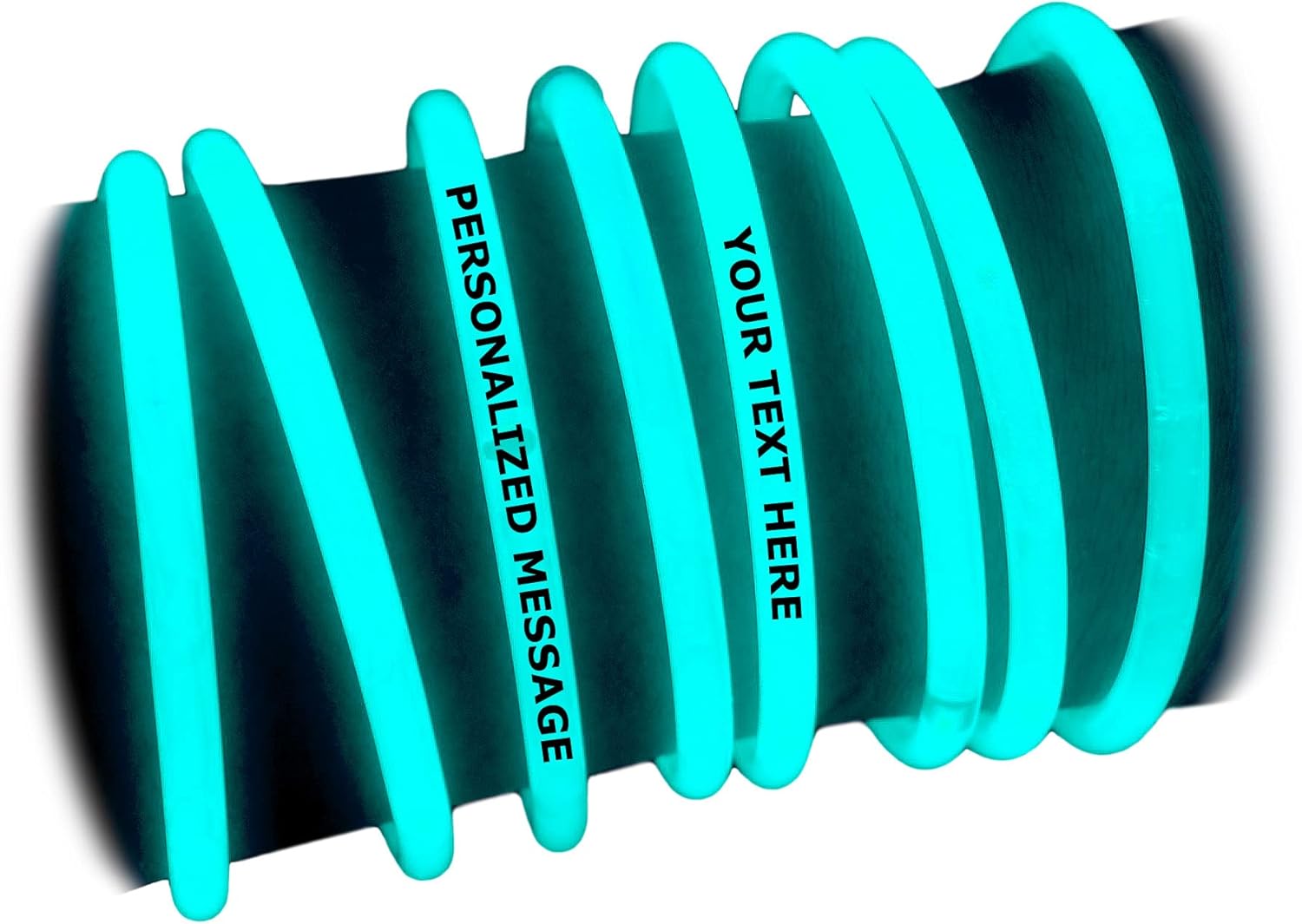 50 x Personalized 8'' Glow Bracelets Light Sticks, Wedding & Birthday Party Favors, Imprinted w/YOUR MESSAGE (004 Blue), Blue,Orange,Pink,Purple