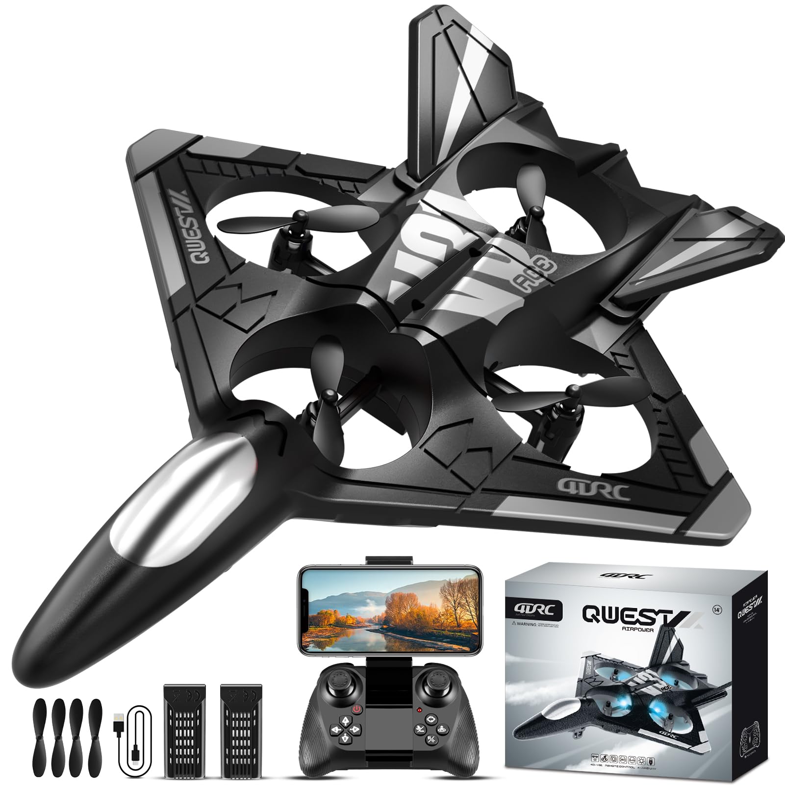 4DRC RC aereo con fotocamera per bambini principianti, 2,4 GHz modello di aereos a comando remoto con LED, RC aereo con 4 assi stabilizzatore giroscopico, giocattolo all'aperto regalo per ragazzi