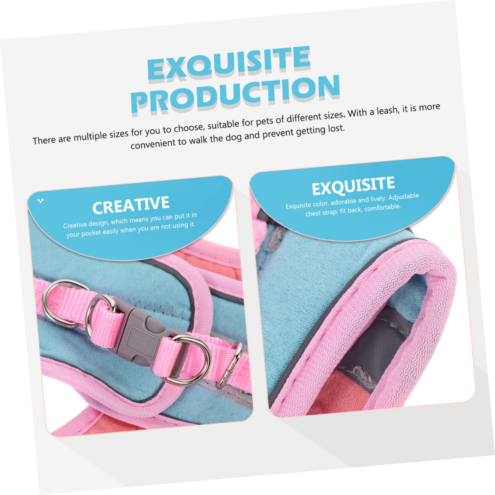 SUPVOX Pet Vest Type Harness Cat Leash Flat Pulling Rope One-Hand Operation Durable and Reflective for Night Safety