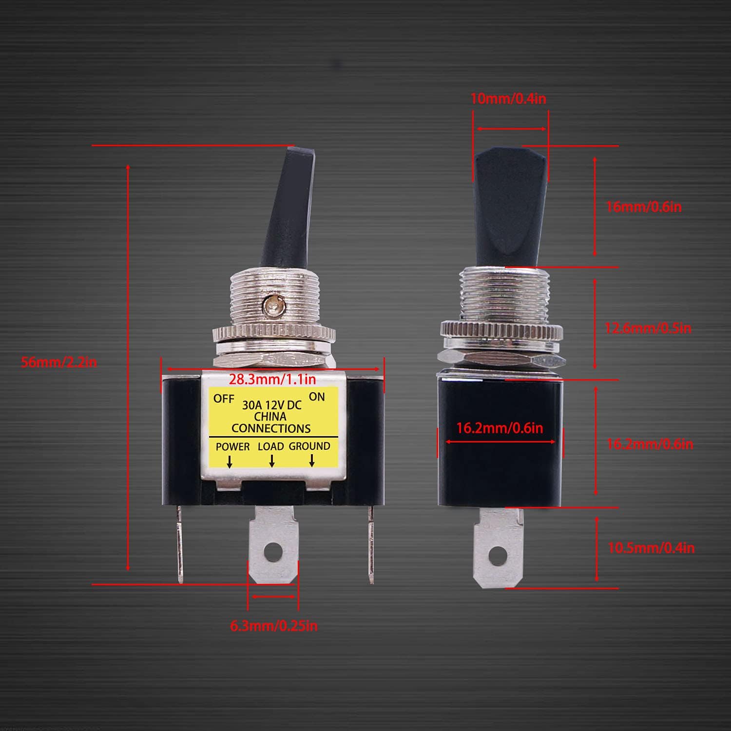 weideer 2pcs Lighted Toggle Switch 12V 30A SPST ON/Off 3 Pin Blue ​LED Toggle Switch for Car Truck Boat with Terminals ASW-07D-2-BU-DZ : Automotive