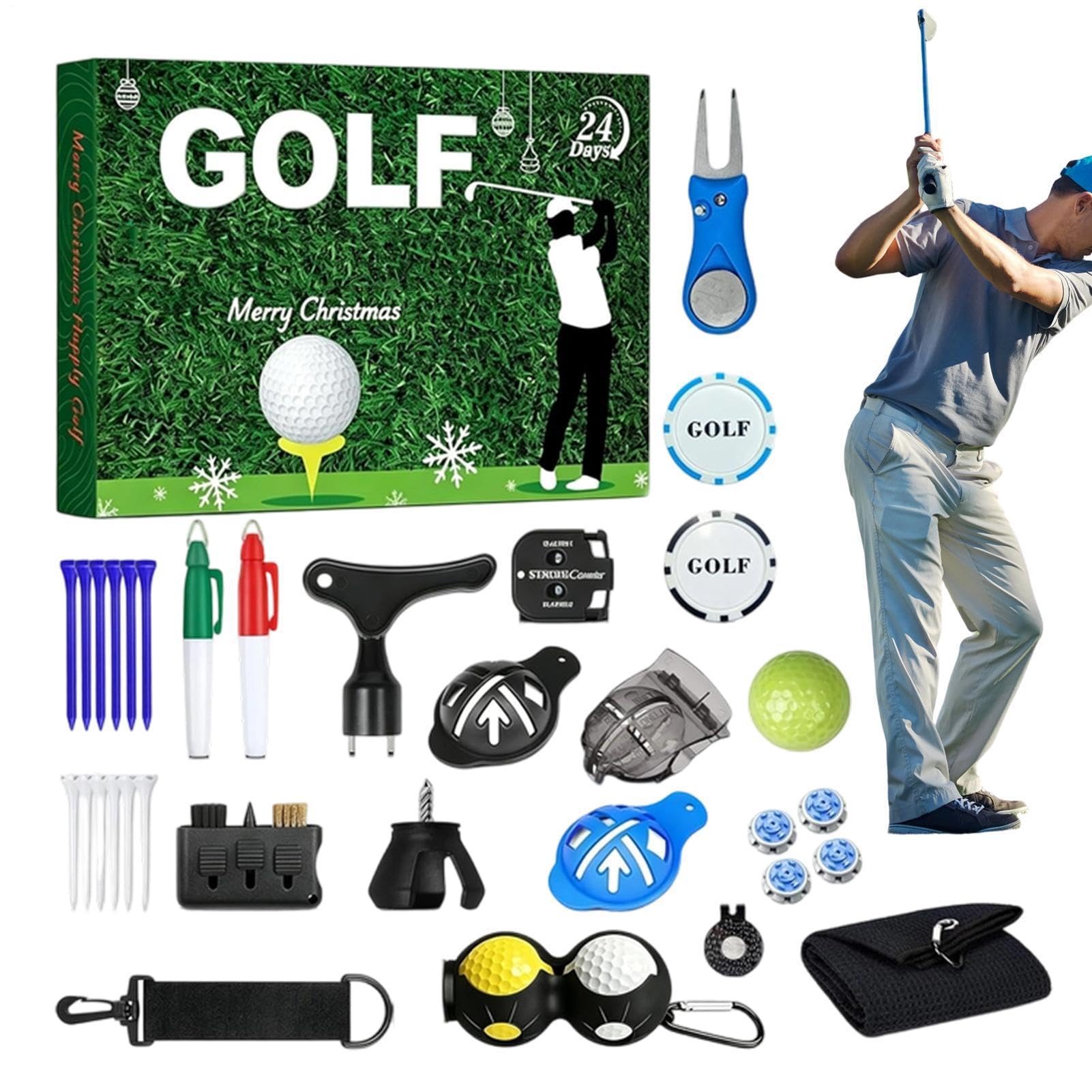 Calendario 'Avvento natalizio, kit golf con spazzola, asciugamano