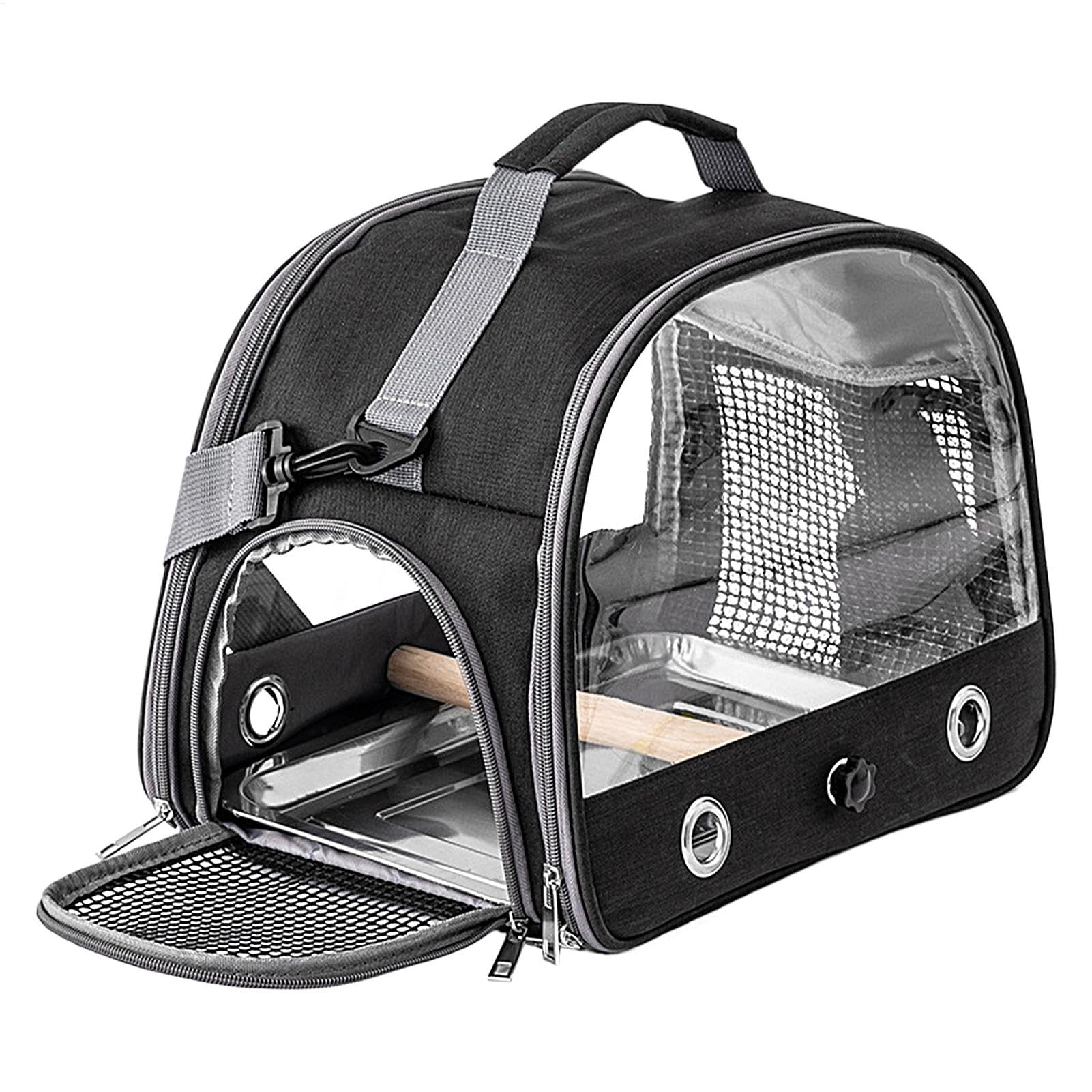 Jaula de viaje para pájaros, bolsa de transporte para pájaros con correa para el hombro, transportador portátil para animales pequeños, 13 x 9.4 x 10.25 pulgadas, ideal para periquitos, periquitos,