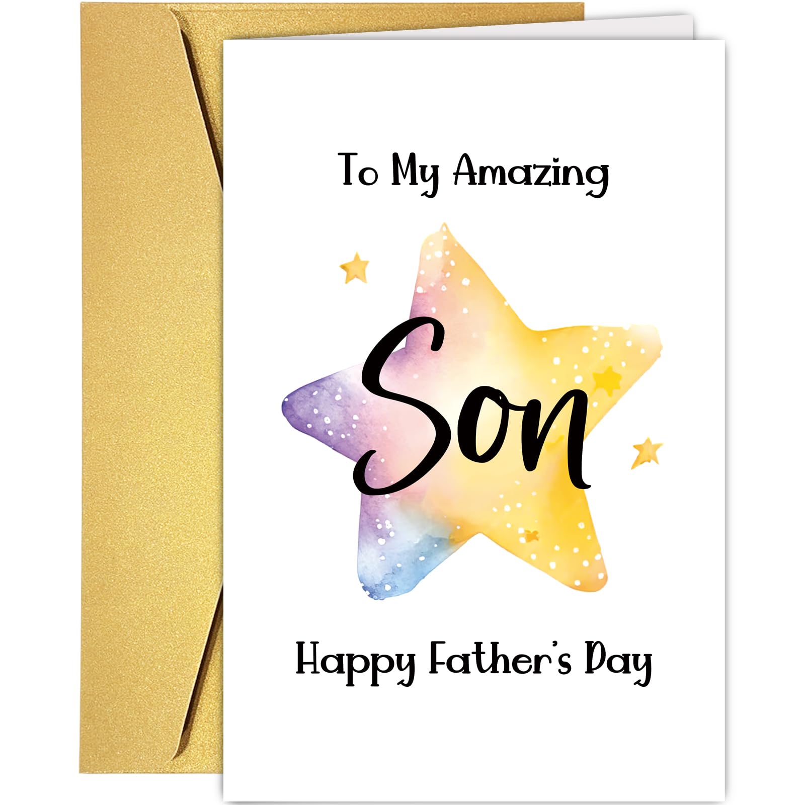 Supoeguk Sweet Star Father's Day Card for Son, Cute Fathers Day Card from Mom Dad, Happy Father's Day to My Amazing Son
