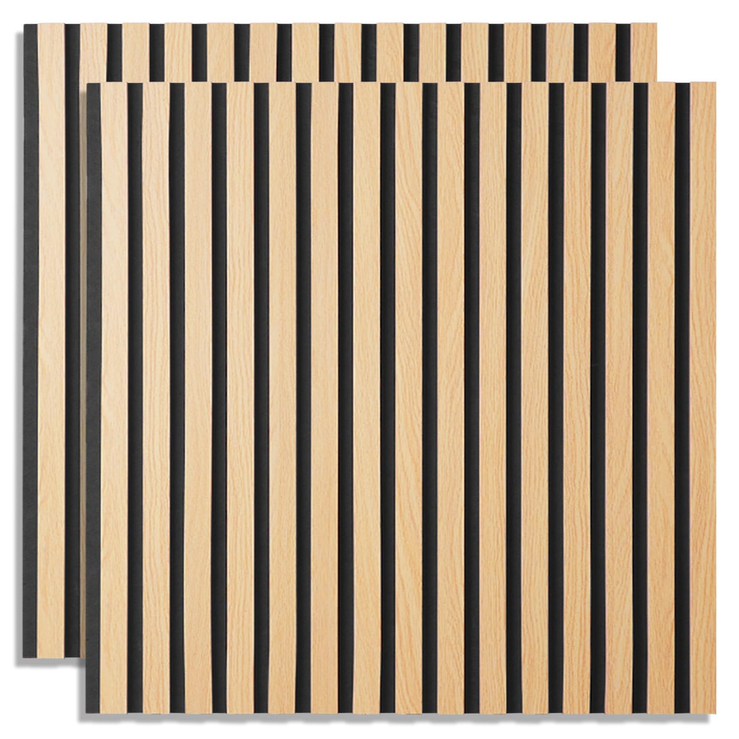 Homestyle4u 2655 Akustikpaneele Holz Set, 2 Stück à 60x60 cm, MDF‑Holz in Eiche mit schwarzem Filz