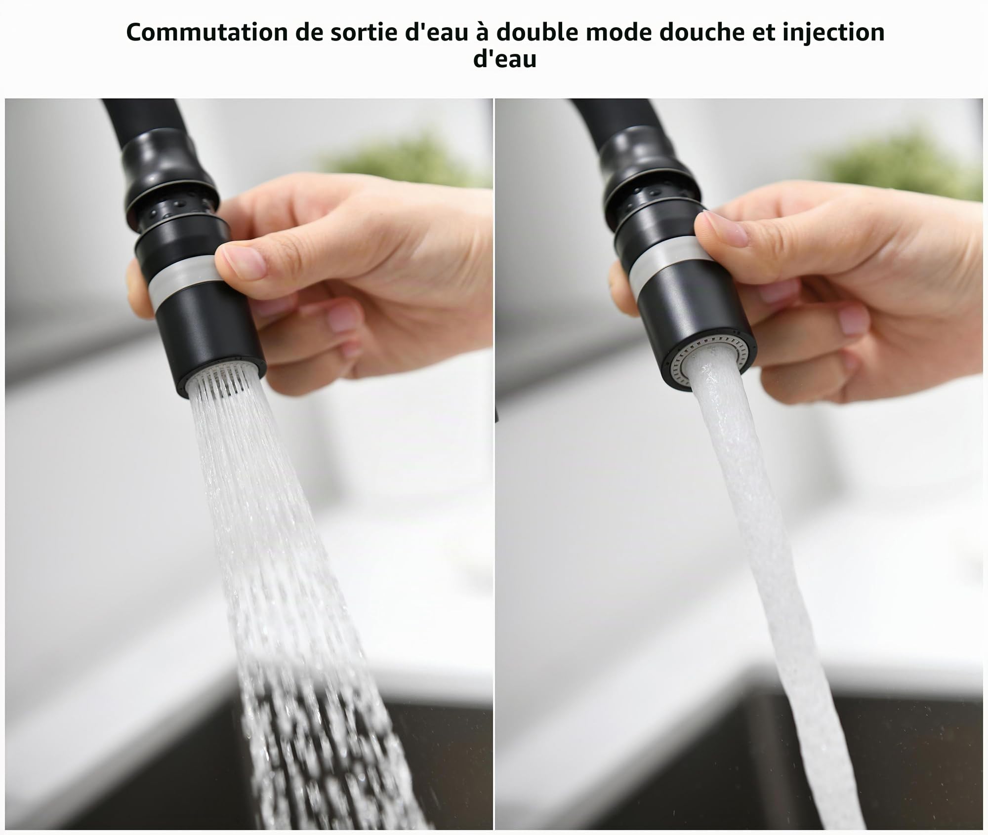 Robinet Cuisine Rabattable Mitigeur Cuisine Rabattable 2 Modes D'évacuation De L'eau Robinet Cuisine Sous Fenêtre Pliable Bec Orientable 360° Mitigeur Evier En Laiton (noir)