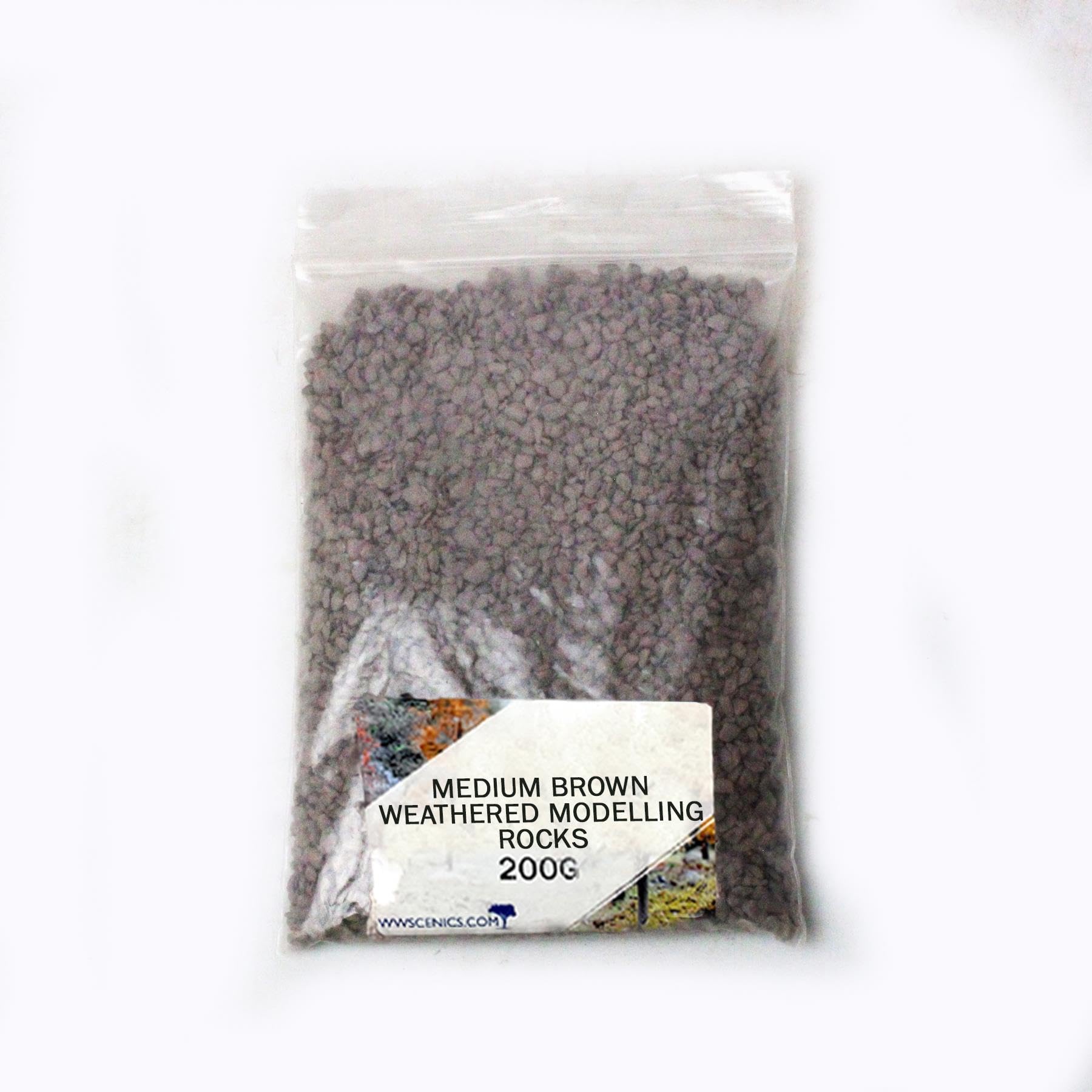 WWS War World Scenics WWScenics Medium Brown Weathered Modelling Rocks 1-3mm | 200g Bag | Wargame Scenery & Basing Material