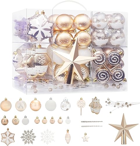 131 adornos de bola de Navidad, color champán, de NEVSETPO grande, inastillables, para árbol de Navidad, adornos de Grinch, brillantes, mate, con disponible en Yaxa Peru