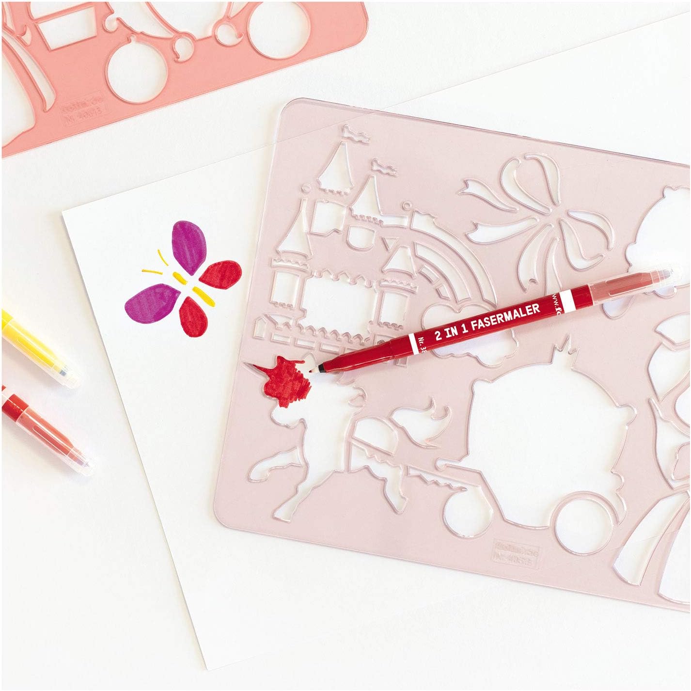 Folia 40613 Creative – Princess, 6 Stencils Templates, for Painting Fairy Tale Figures, Easy to Use with Coloured Pencils, Felt Pens and Markers