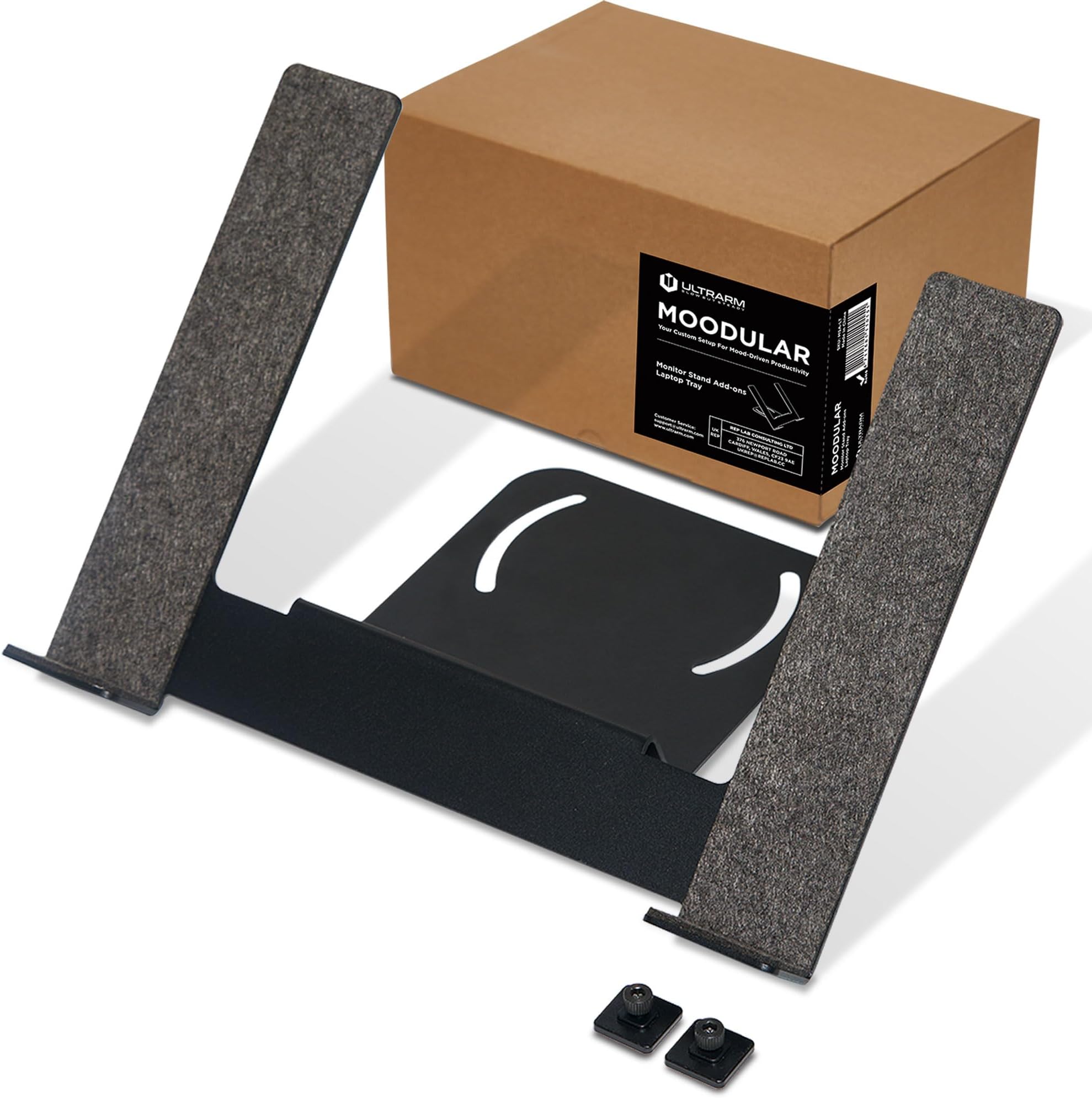 ULTRARM Moodular Wooden Monitor Stand Add-ons Laptop Tray Mount [Accessory Only - Requires Moodular Wooden Monitor Stand Slide Rails for Use] Black MSA-LT