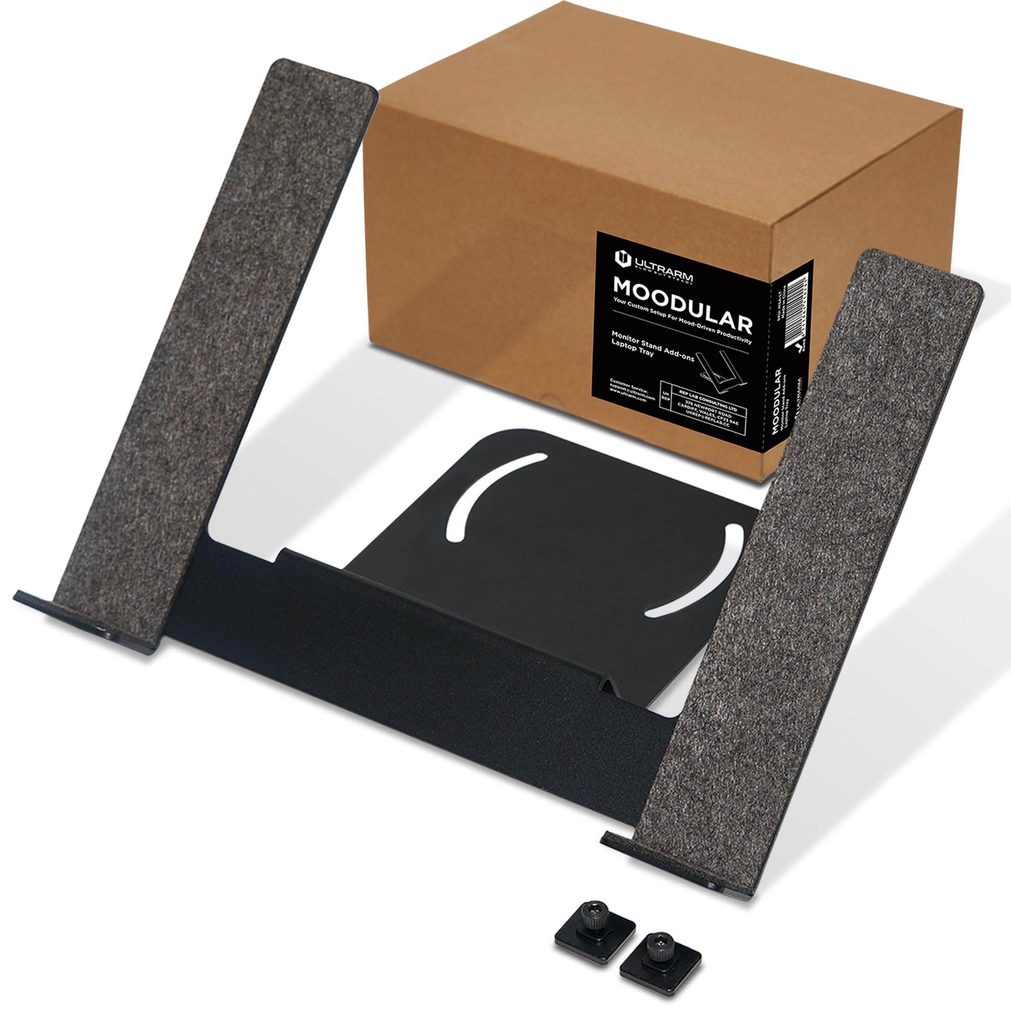 ULTRARM Moodular Wooden Monitor Stand Add-ons Laptop Tray Mount [Accessory Only - Requires Moodular Wooden Monitor Stand Slide Rails for Use] Black MSA-LT
