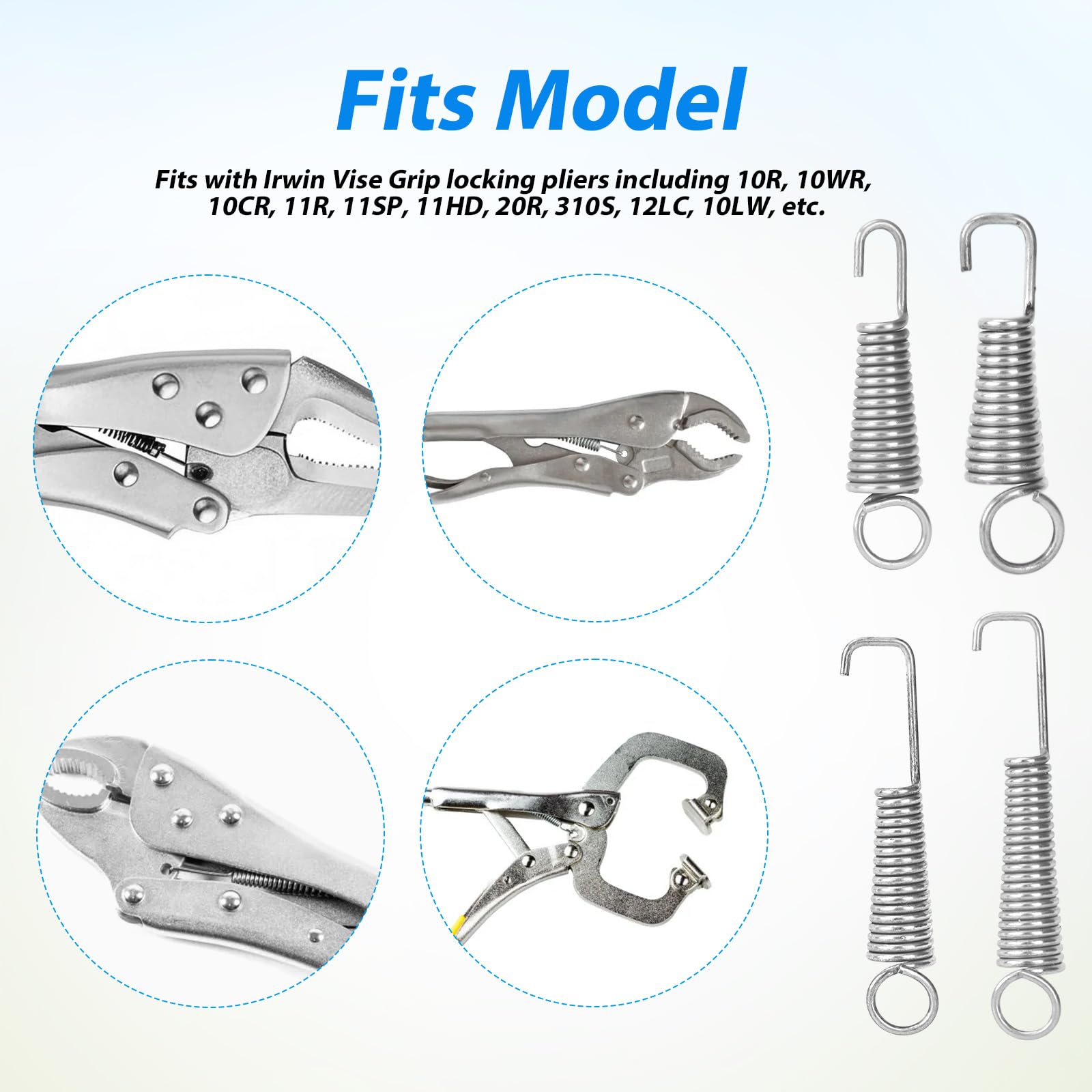 24 Stück Vise Grip-Federklemme, Kohlenstoffstahl Schraubstock-Ersatzfedern Kompatibel mit Irwin Vise Grip-Feststellzangen (30, 40, 50, 55 mm)
