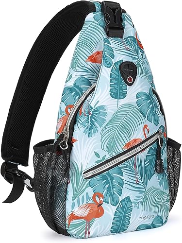 MOSISO Mini Sling Mochila,Pequeño Senderismo Daypack Patrón Viaje Bolsa De Deportes Al Aire Libre, Flamenco