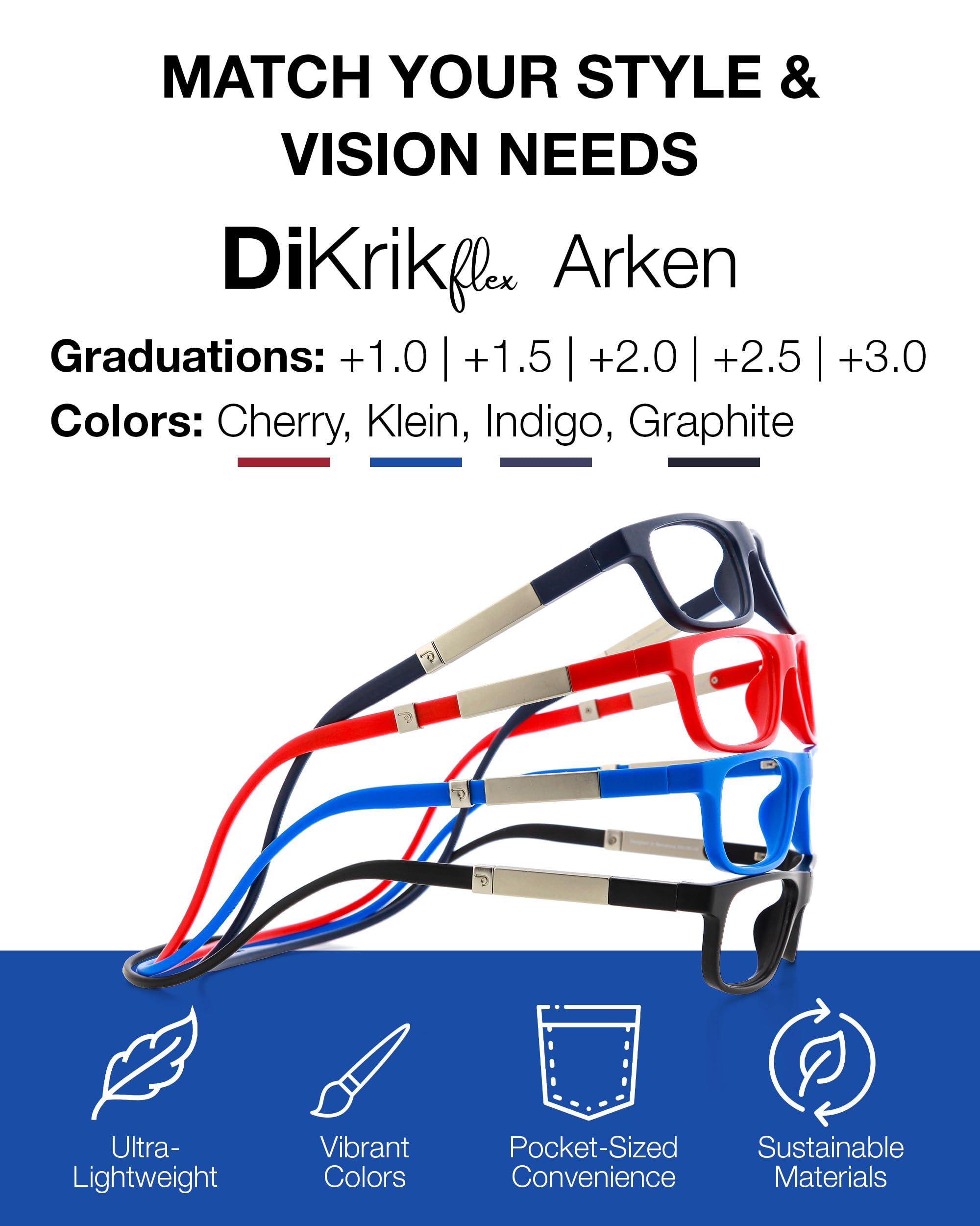DIDINSKY Krik Occhiali da Lettura Magnetici, Anti Luce Blu | Chiusura magnetica frontale · Per leggere da vicino · Anti luce blu · Ingrandimento +1.0 a +3.0 · Custodia inclusa